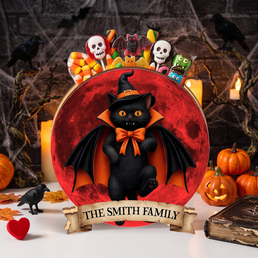 Halloween Black Cat Vampire Halloween Moon - Personalized Pen Holder