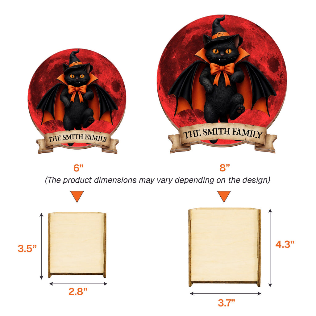 Halloween Black Cat Vampire Halloween Moon - Personalized Pen Holder