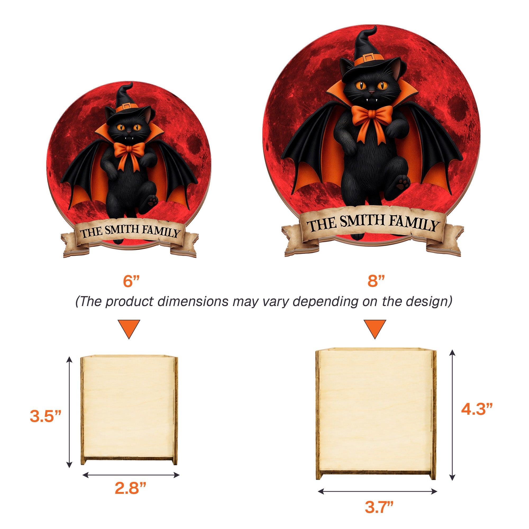 Halloween Black Cat Vampire Halloween Moon - Personalized Pen Holder