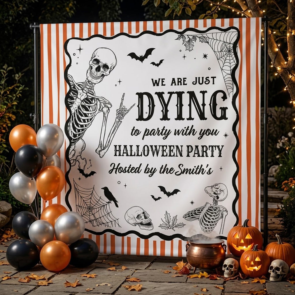 Halloween Party Funny Skeleton Meme - Personalized Backdrop