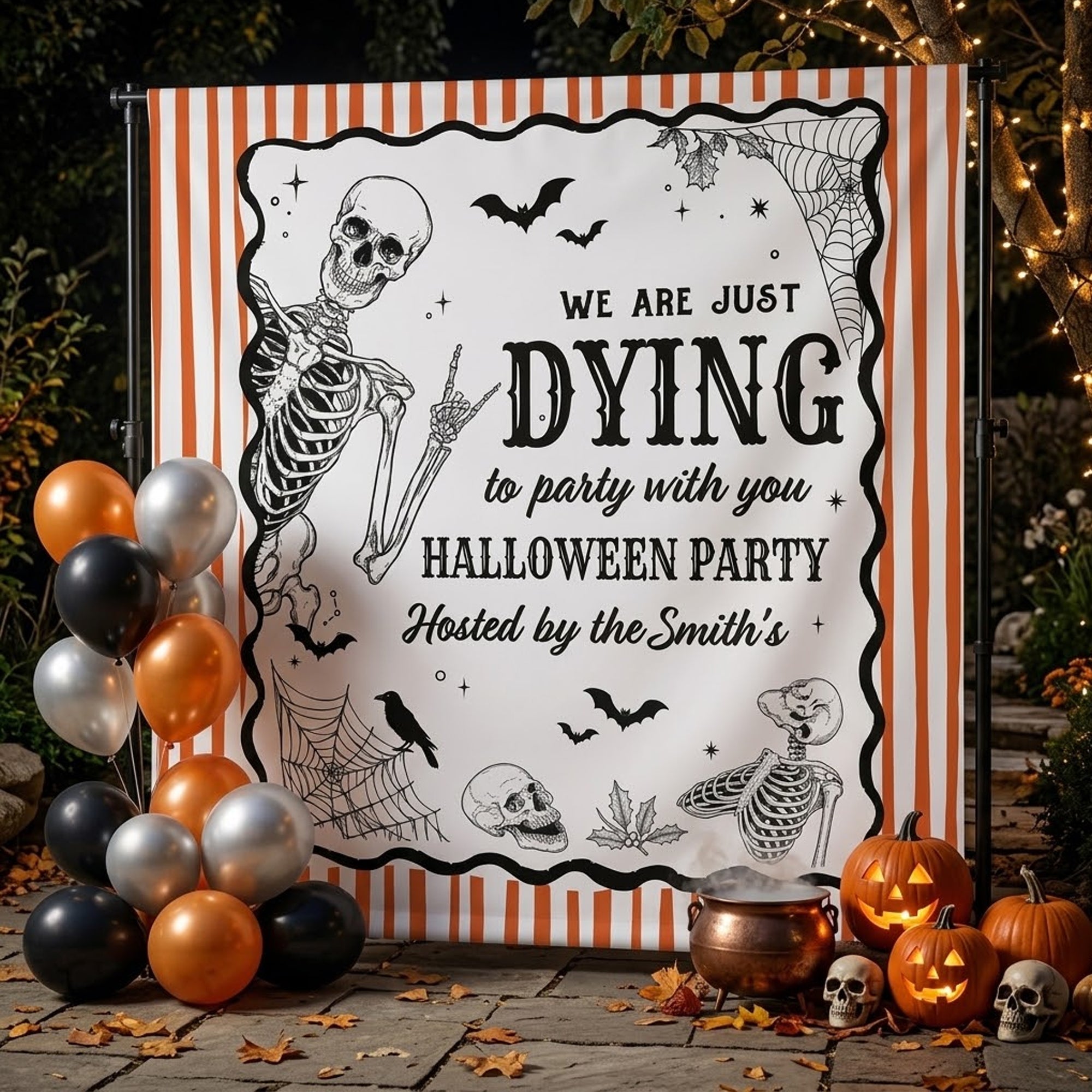 Halloween Party Funny Skeleton Meme - Personalized Backdrop