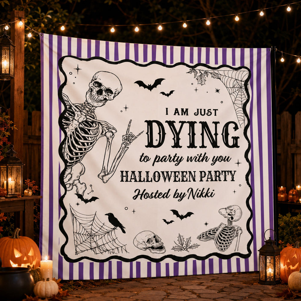 Halloween Party Funny Skeleton Meme - Personalized Backdrop