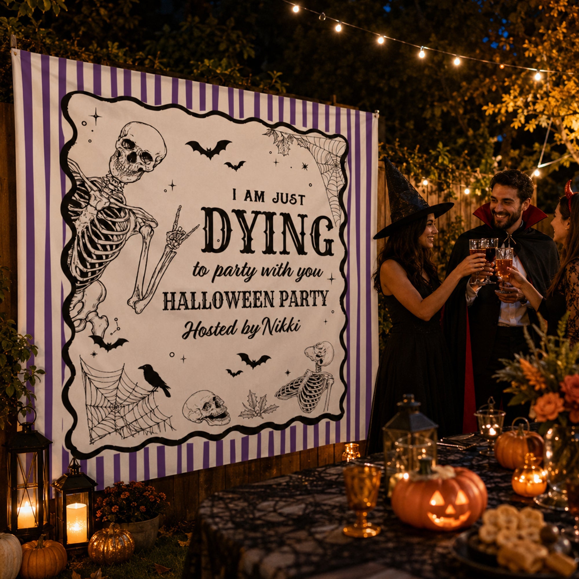 Halloween Party Funny Skeleton Meme - Personalized Backdrop