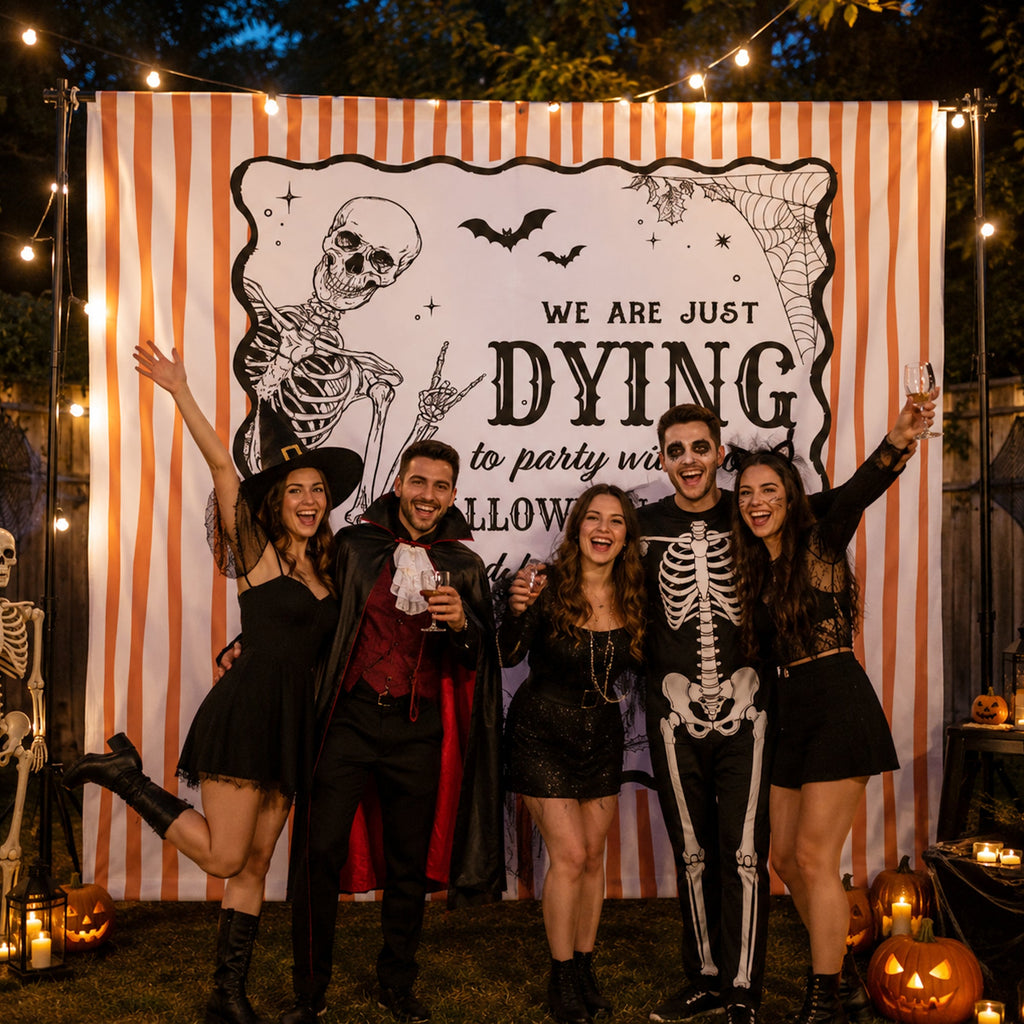 Halloween Party Funny Skeleton Meme - Personalized Backdrop