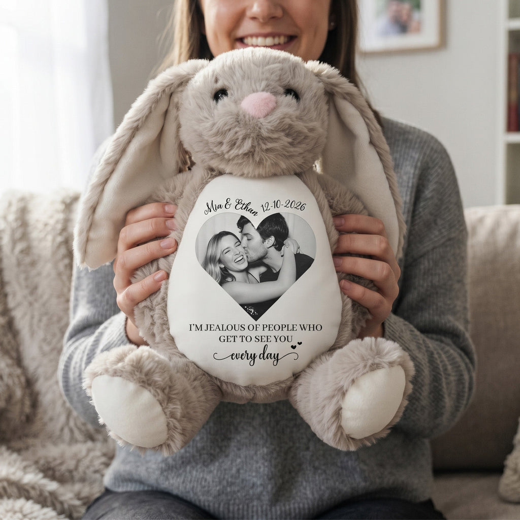 I’m Jealous Of People Who Get To See You Every Day - Long Distance Couples - Personalized Bunny Plush