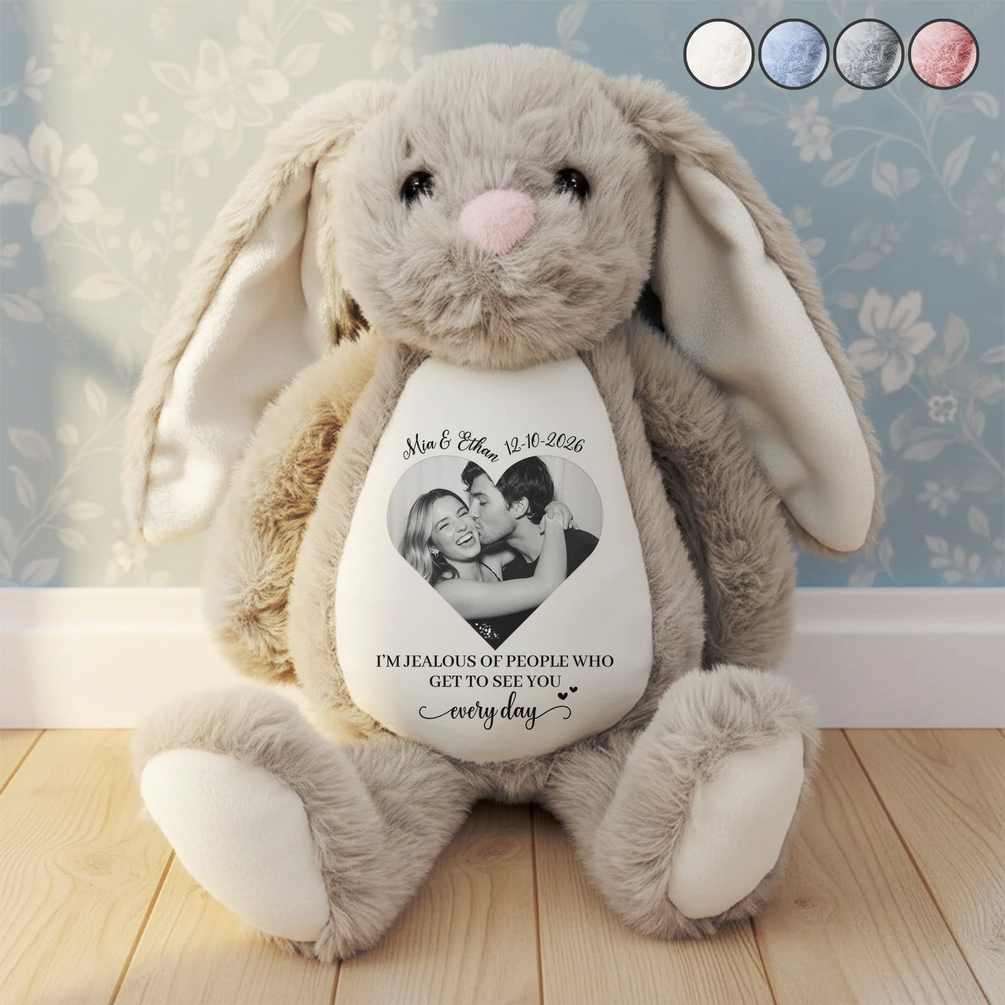 I’m Jealous Of People Who Get To See You Every Day - Long Distance Couples - Personalized Bunny Plush