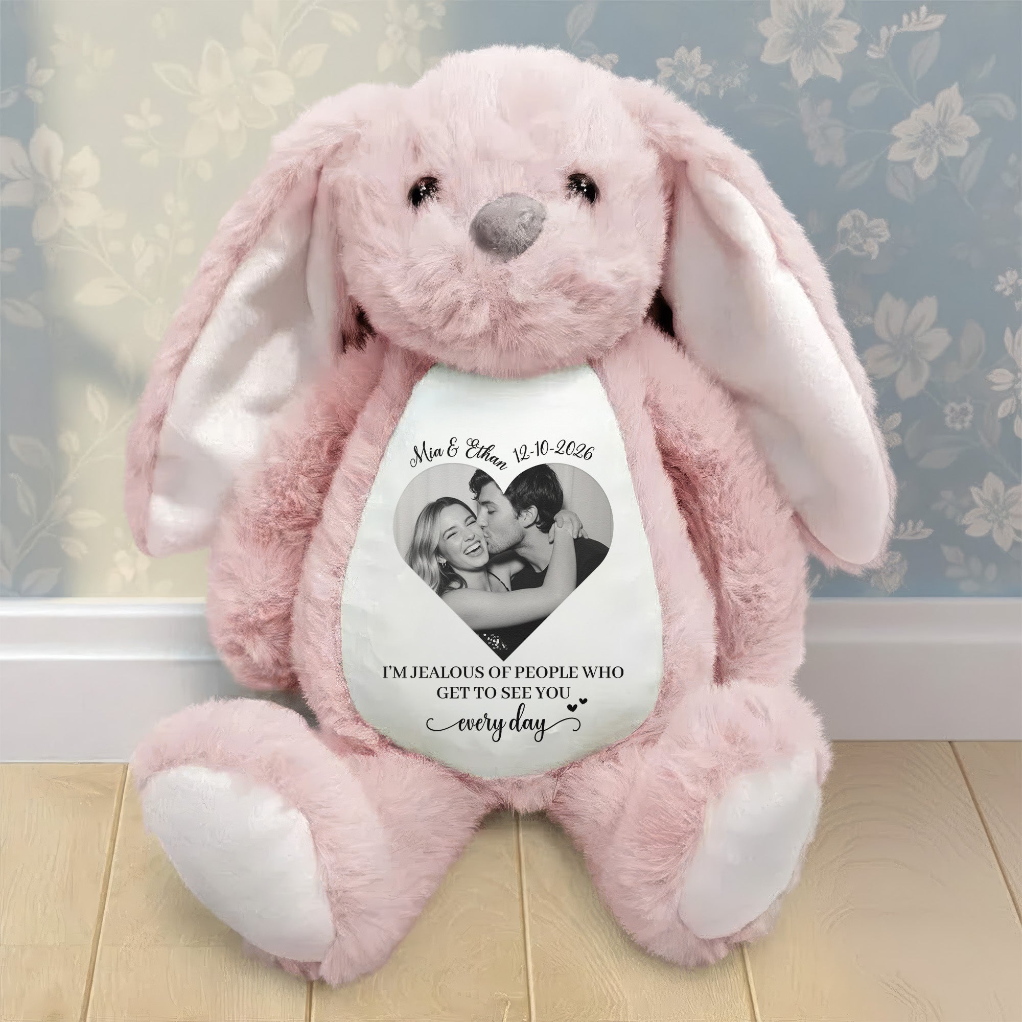 I’m Jealous Of People Who Get To See You Every Day - Long Distance Couples - Personalized Bunny Plush