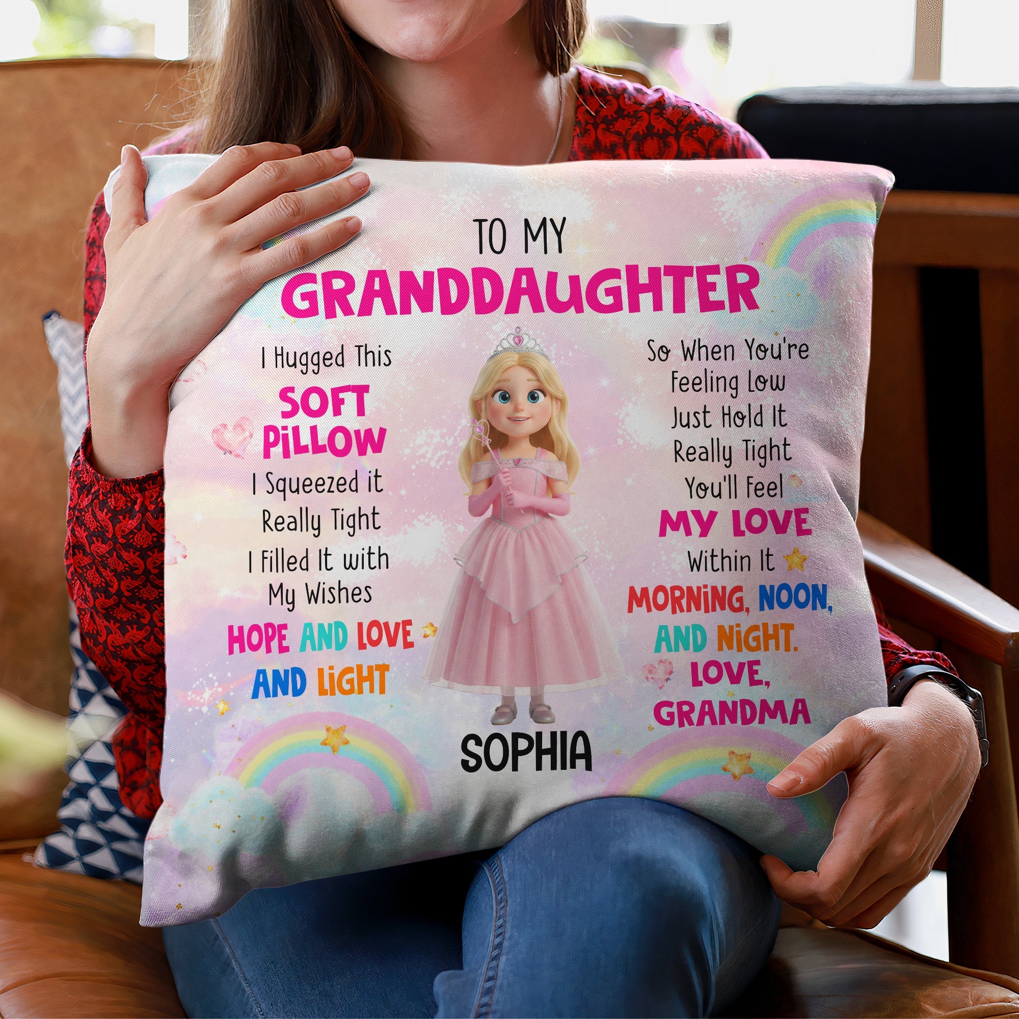 Kid Cartoon Character Hug This Gift - Personalized Pillow
