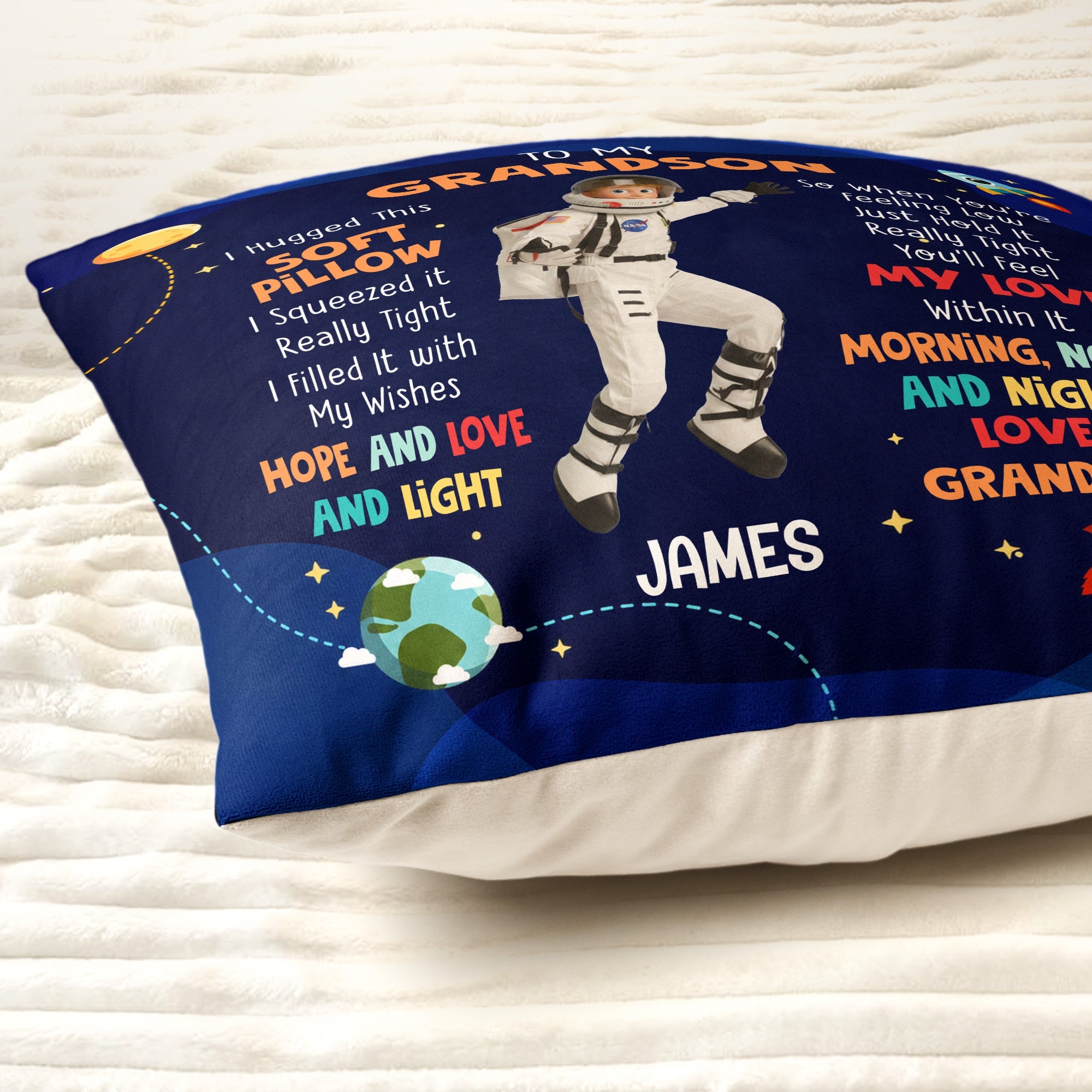 Kid Cartoon Character Hug This Gift - Personalized Pillow