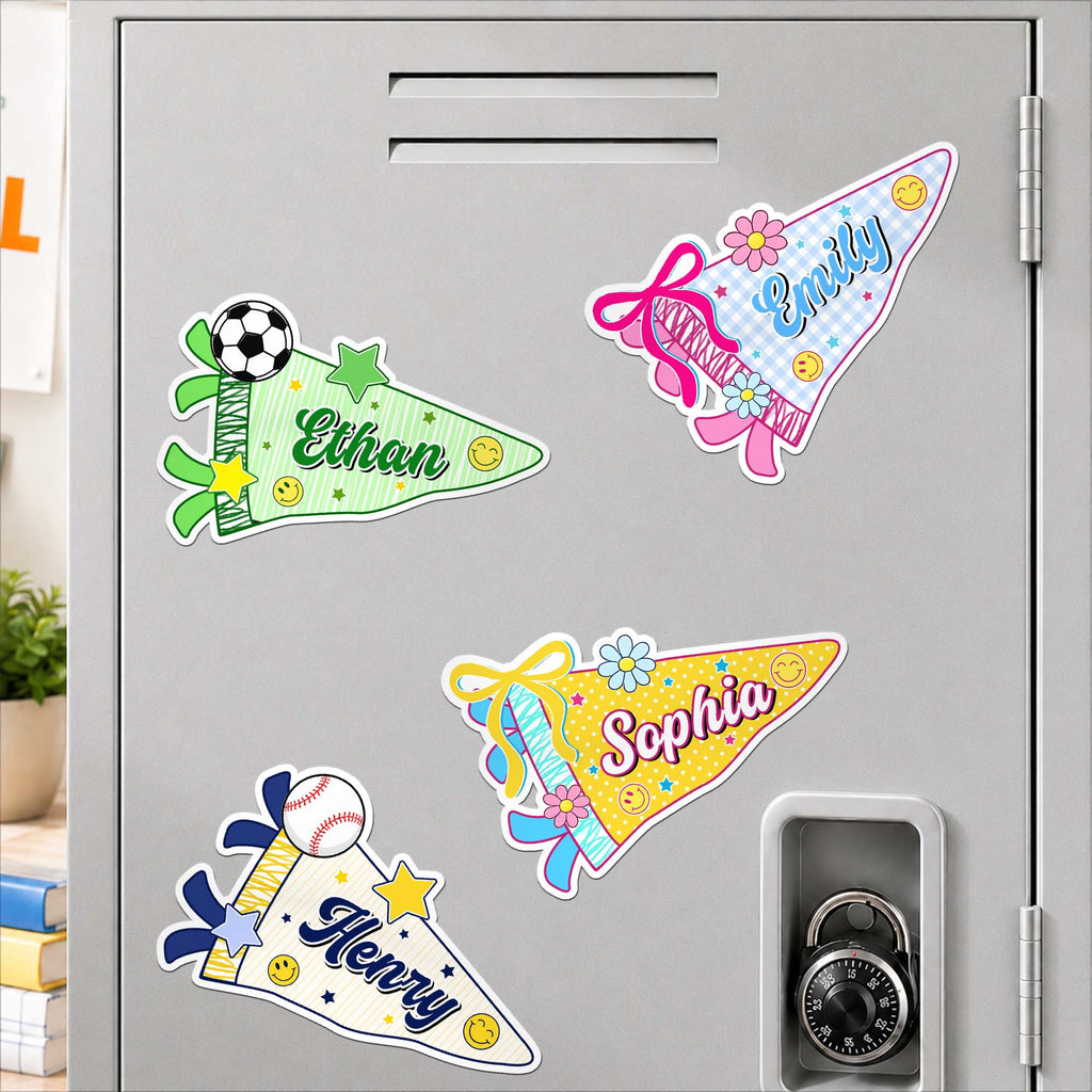 Kid Custom Name Pennant Locker - Personalized Magnet