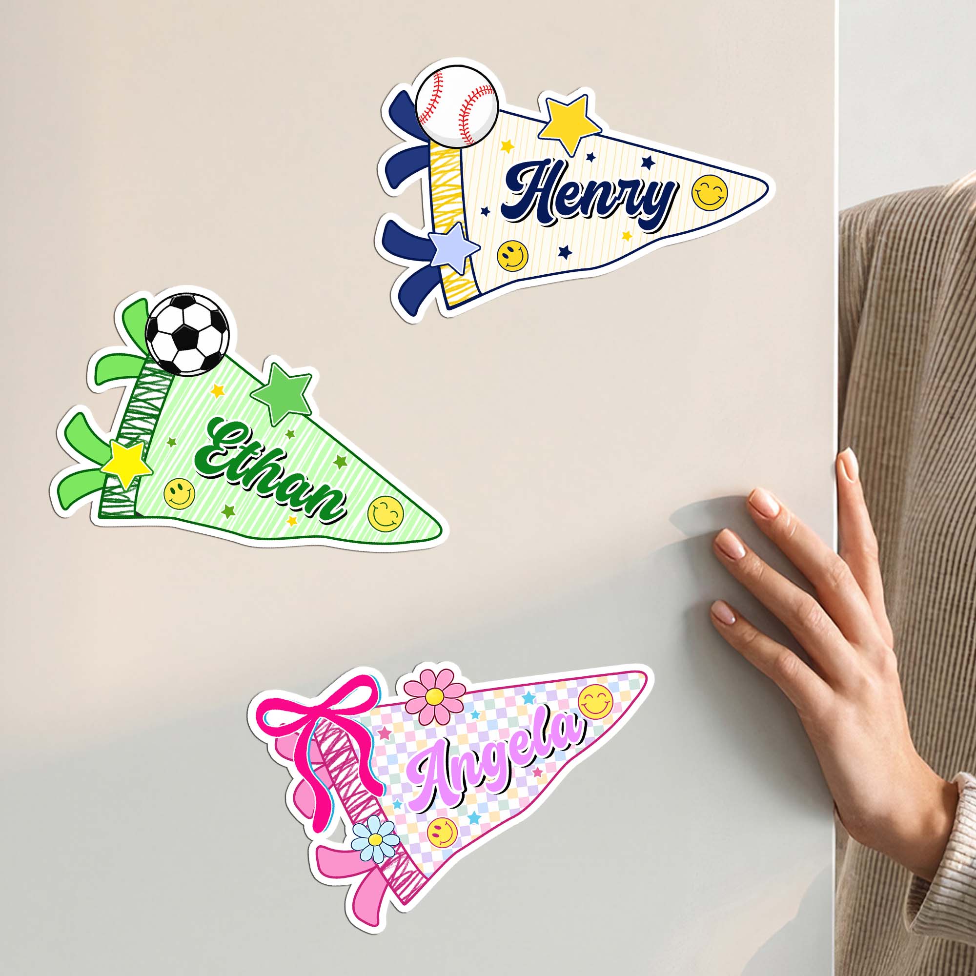 Kid Custom Name Pennant Locker - Personalized Magnet