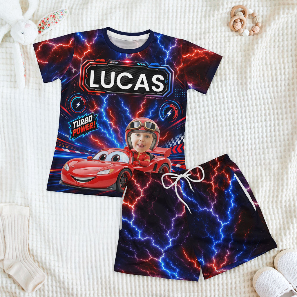 Kid Racing Custom Photo - Personalized Kids Clothing Set