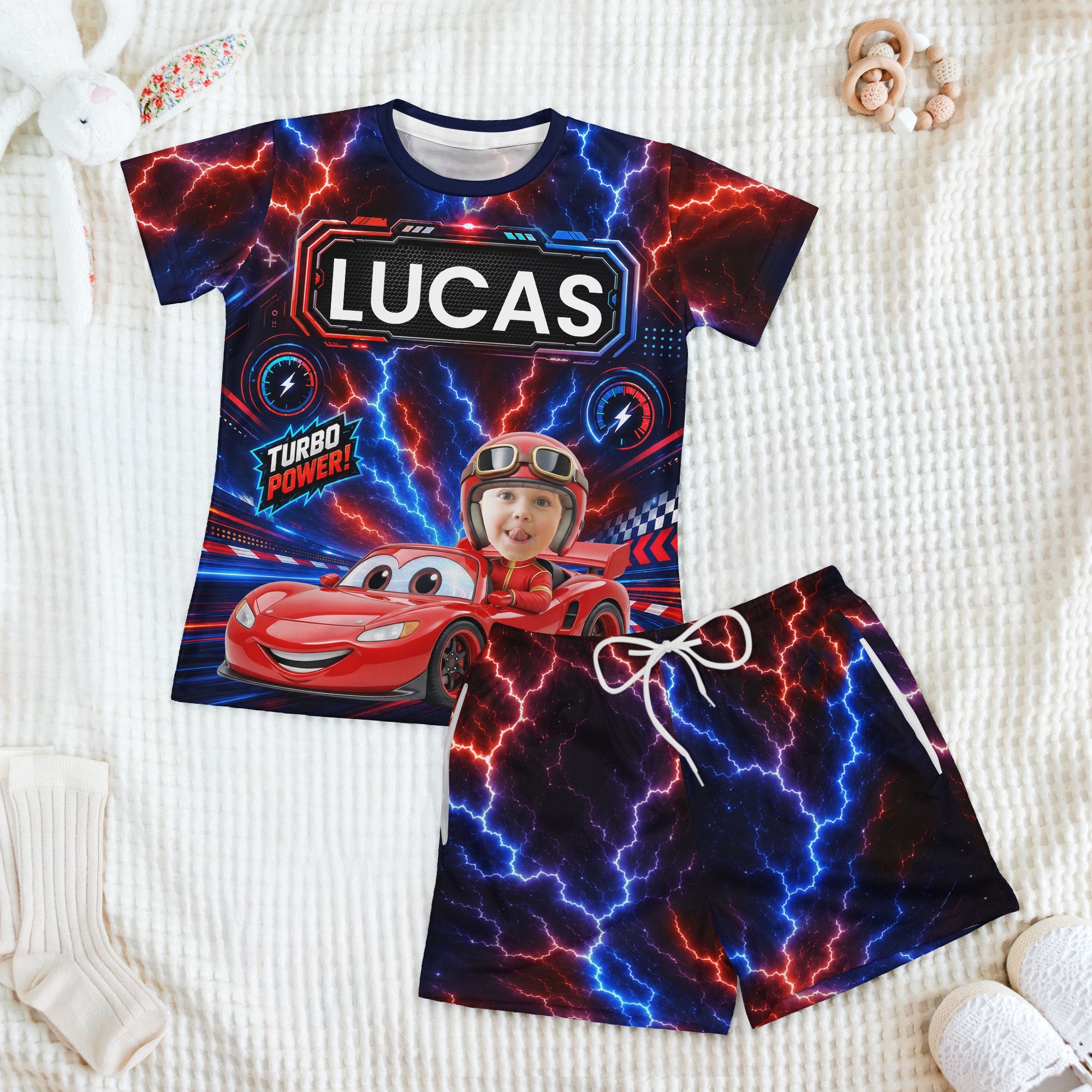 Kid Racing Custom Photo - Personalized Kids Clothing Set