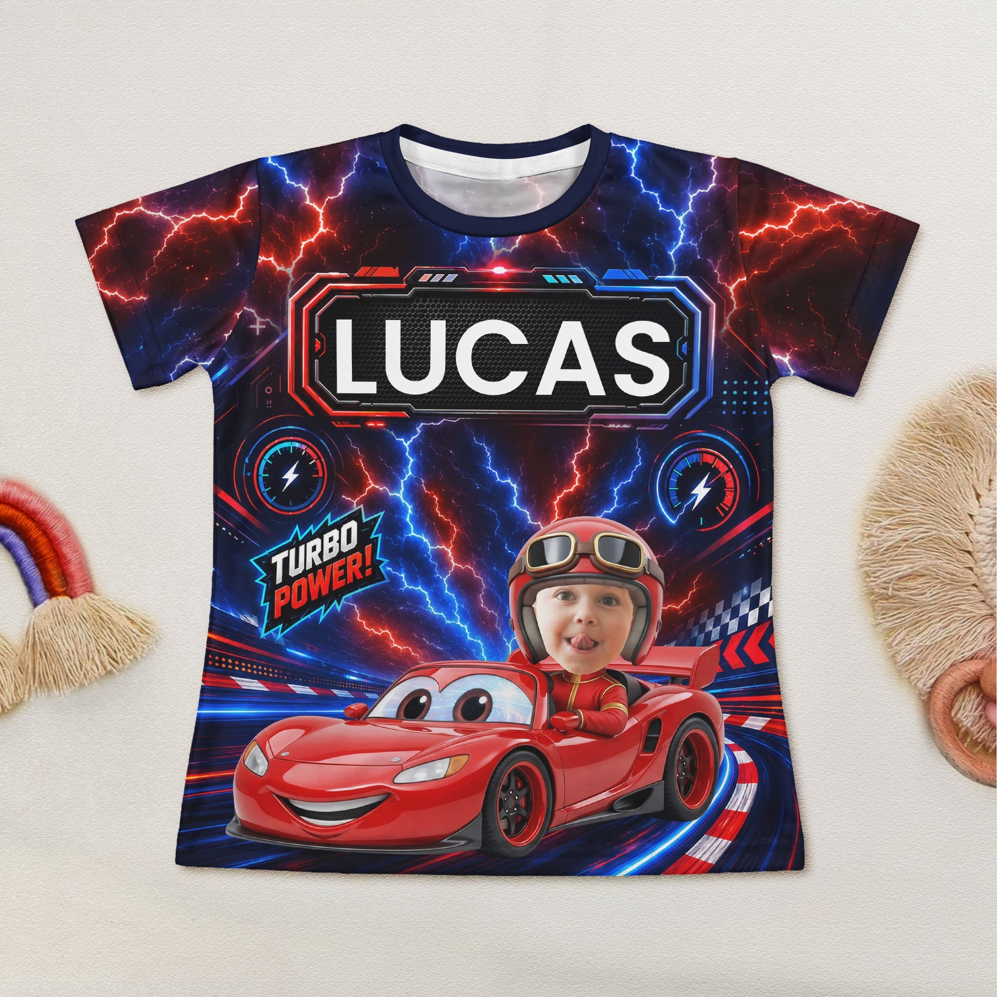 Kid Racing Custom Photo - Personalized Kids Clothing Set
