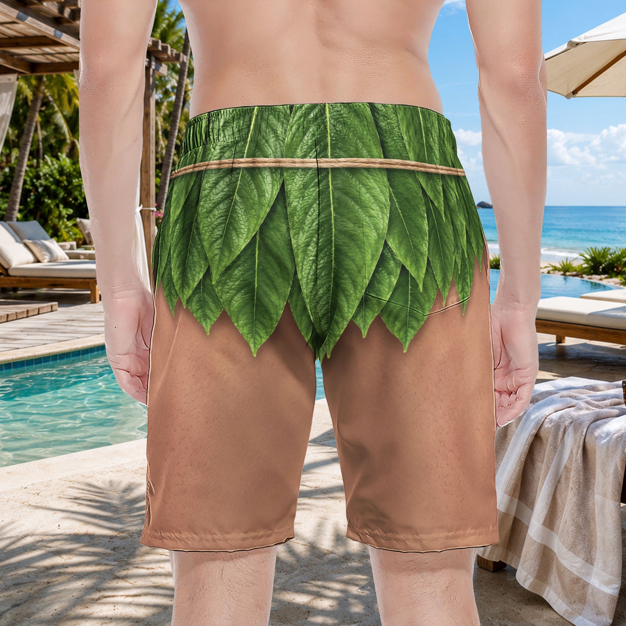 Aloha Men’s Funny 3D Hawaiian, Summer Bachelor Party Costume, Adult Humor Halloween Cosplay - Personalized Shorts