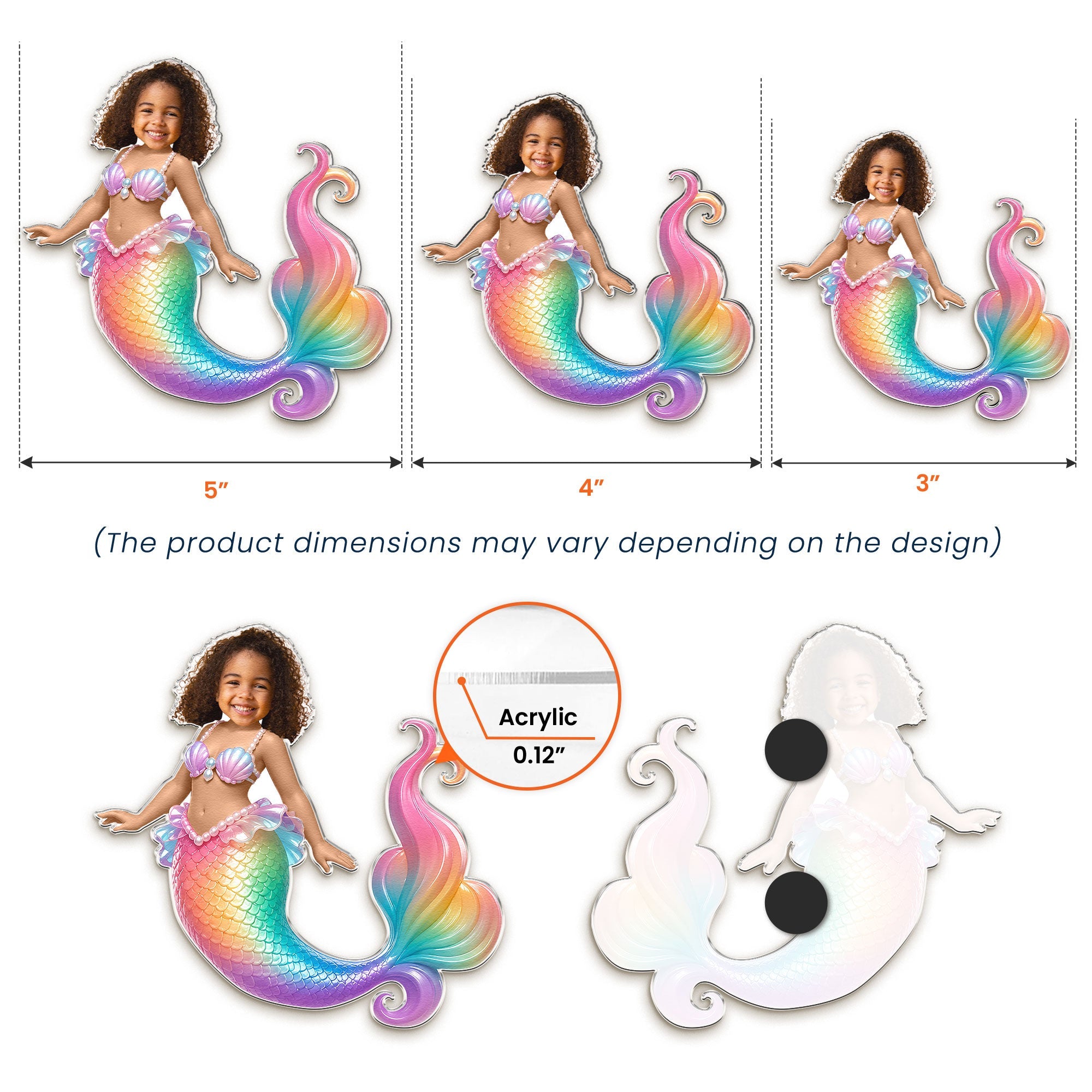 Mermaid, Unicorn, Princess - Gifts For Daughter, Granddaugter, Little Girls - Personalized Magnet