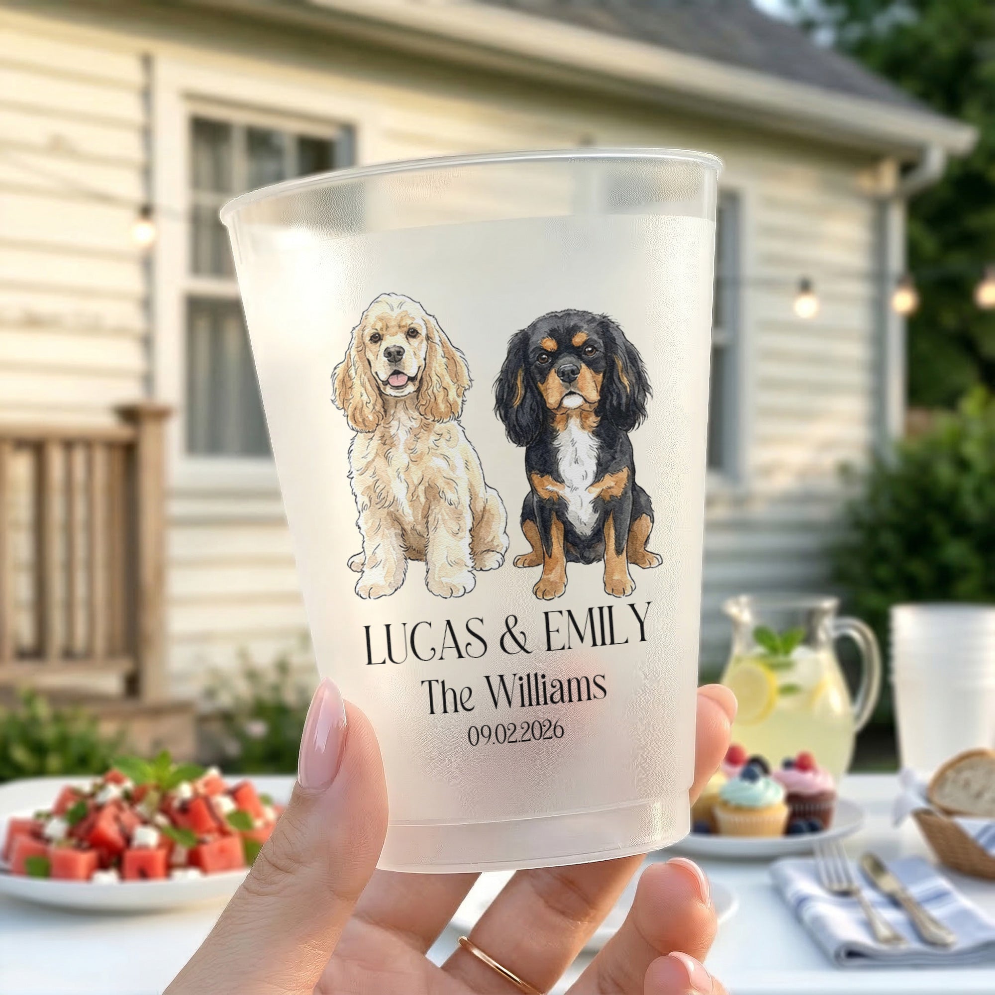 Mommy & Daddy Got Married Custom Pet Portrait Watercolor Wedding Favors - Personalized Cups