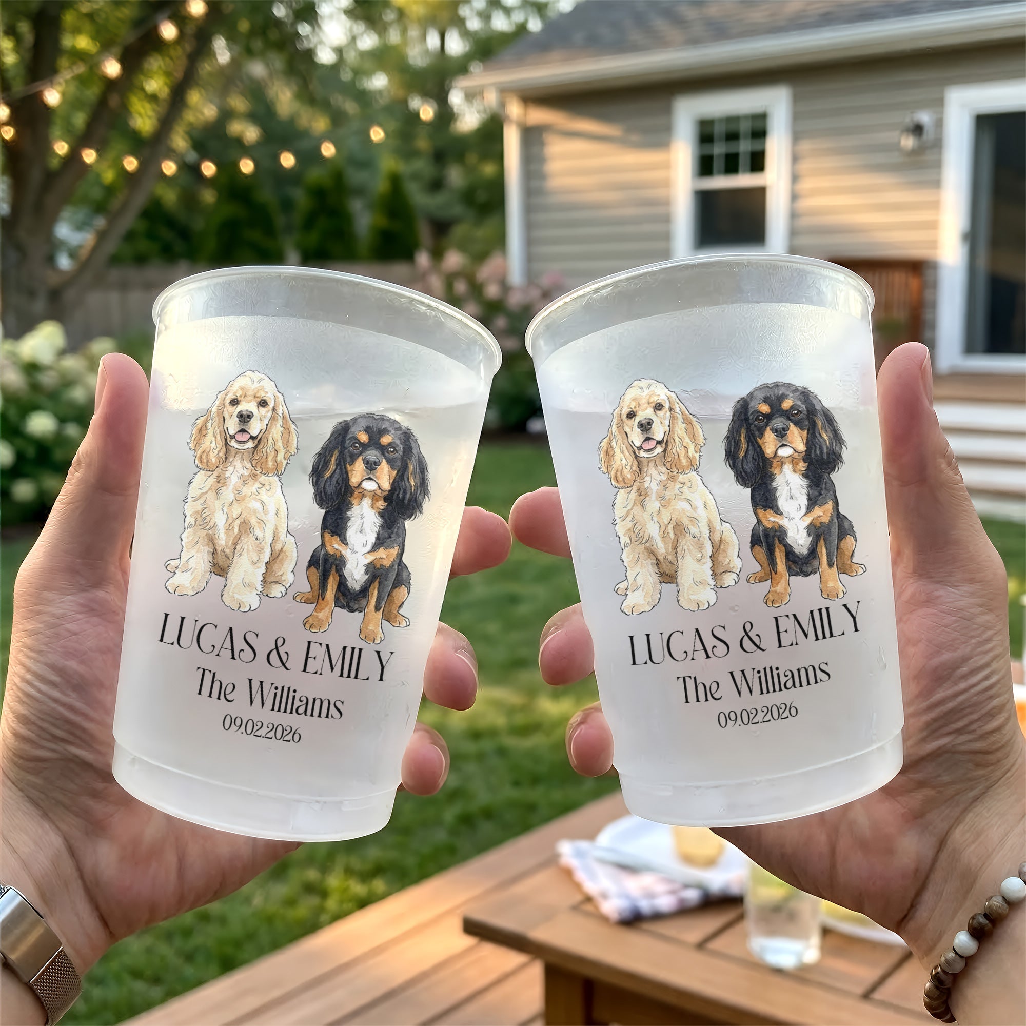 Mommy & Daddy Got Married Custom Pet Portrait Watercolor Wedding Favors - Personalized Cups