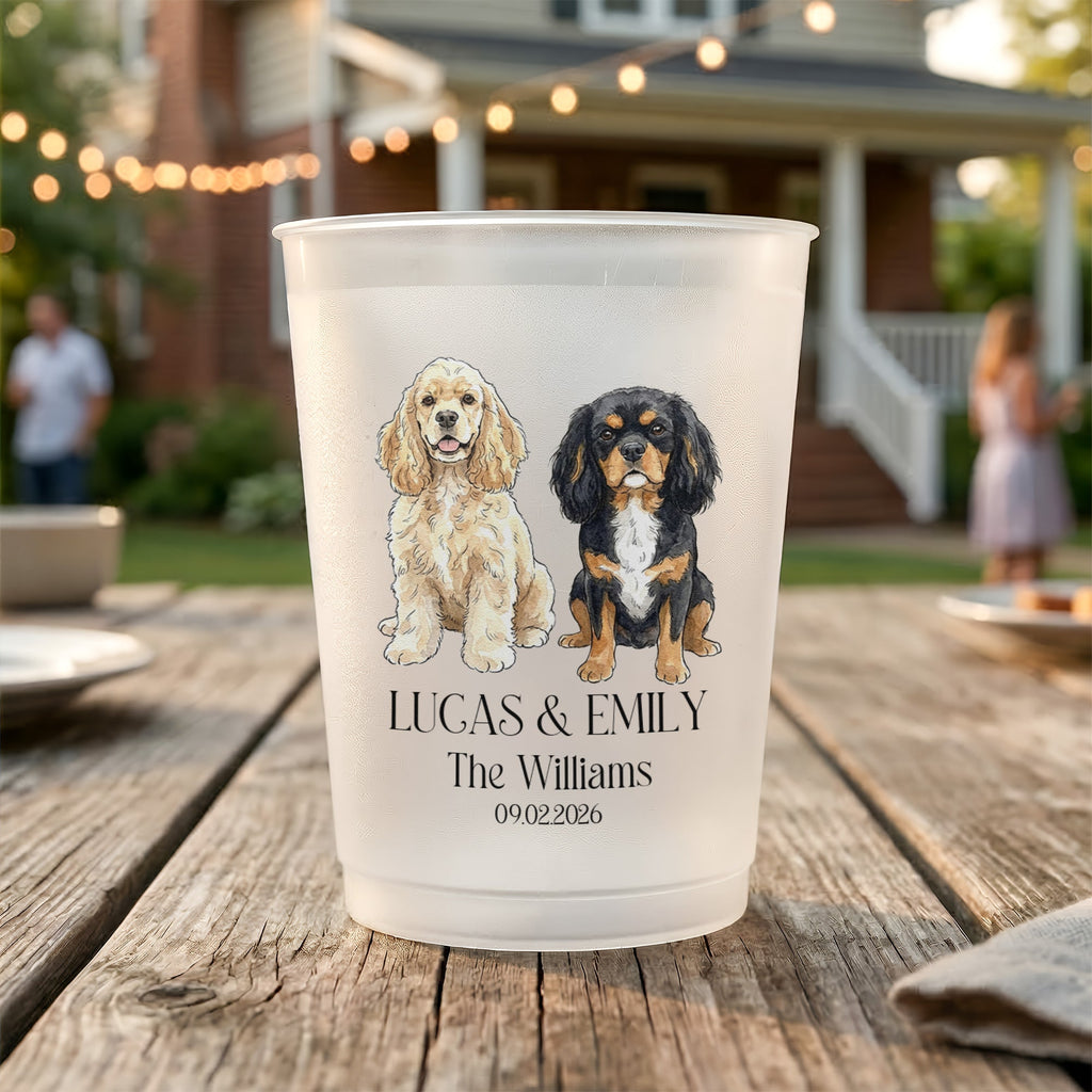 Mommy & Daddy Got Married Custom Pet Portrait Watercolor Wedding Favors - Personalized Cups