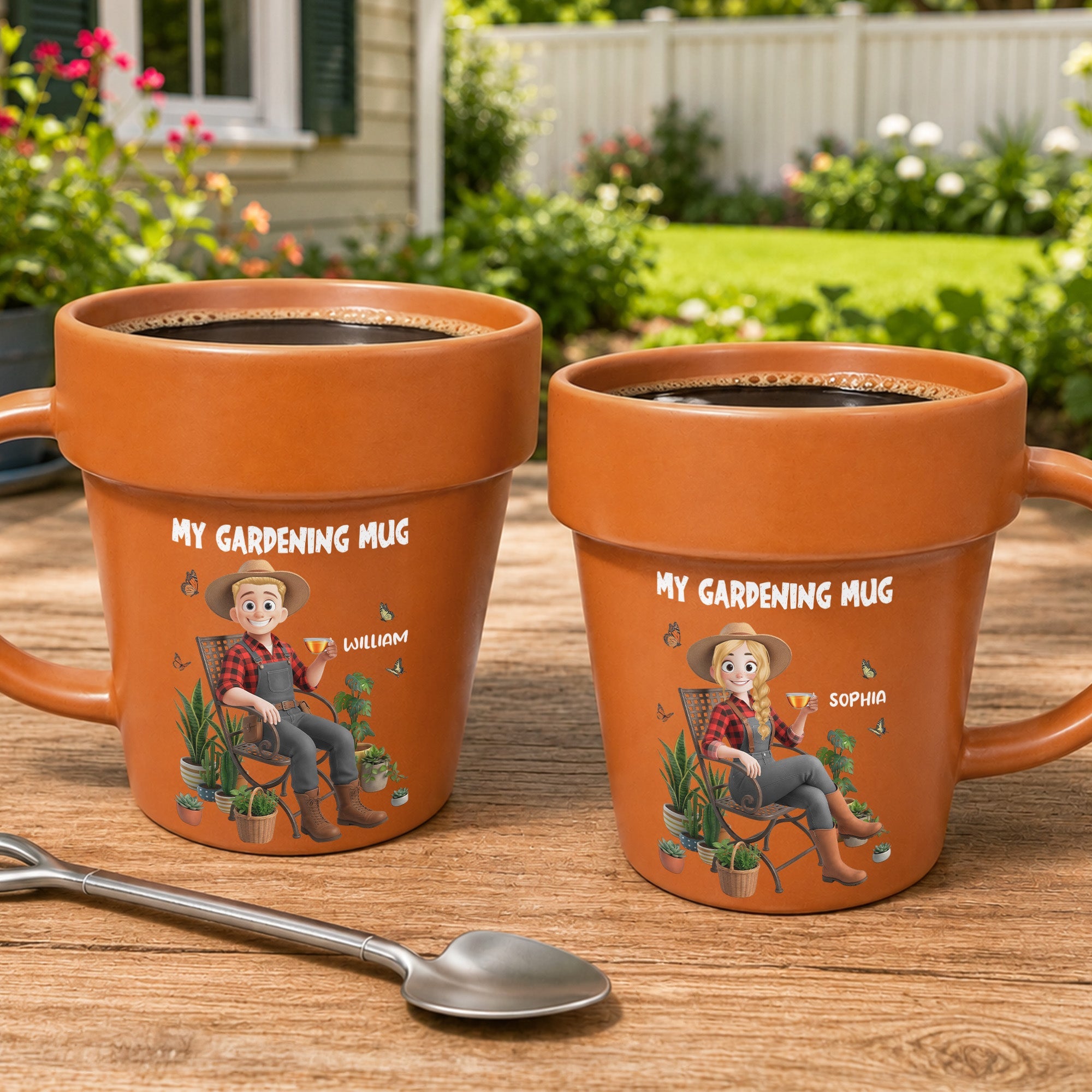 My Gardening Mug - Custom With Birthflower & Cute Character, Gifts For Her - Personalized Mug