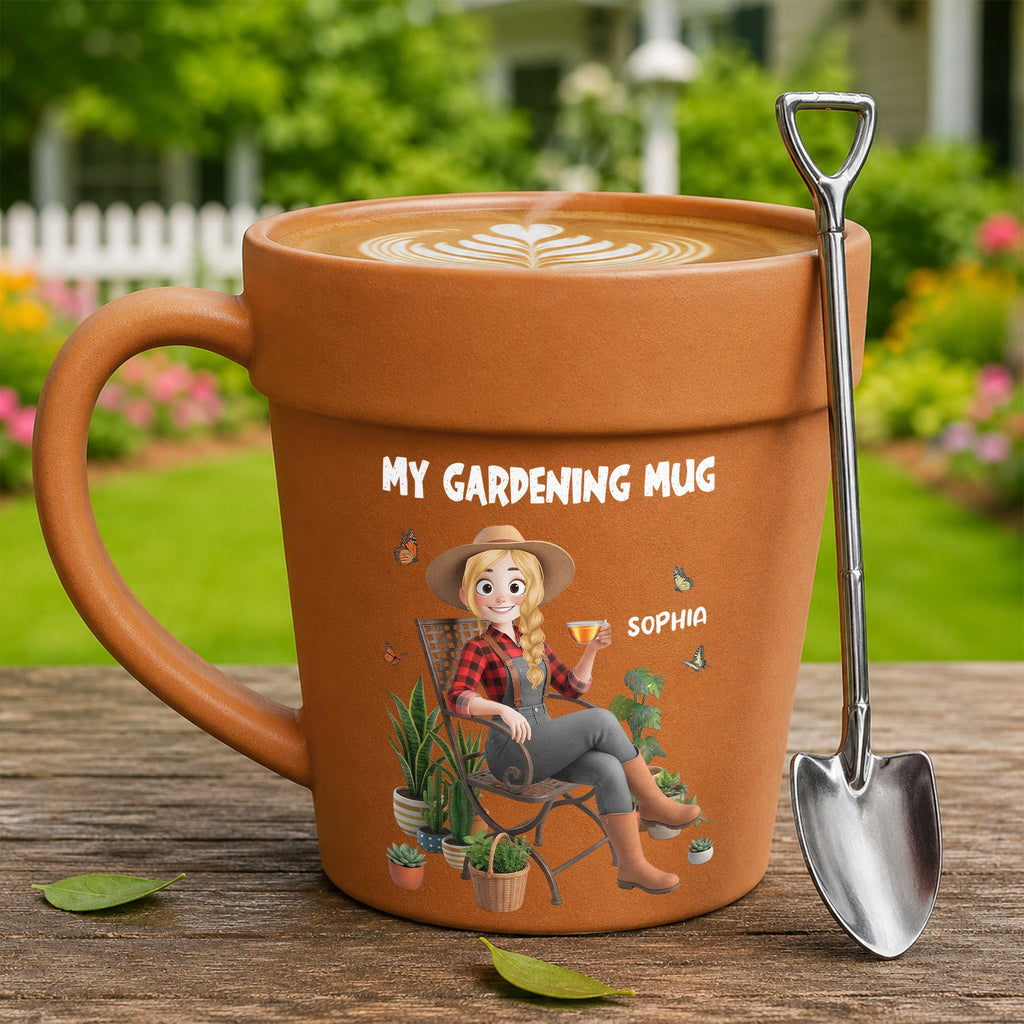 My Gardening Mug - Custom With Birthflower & Cute Character, Gifts For Her - Personalized Mug