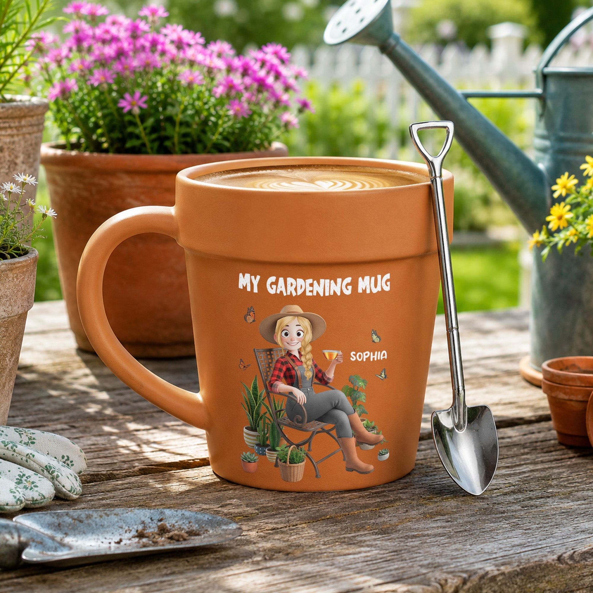 My Gardening Mug - Custom With Birthflower & Cute Character, Gifts For Her - Personalized Mug