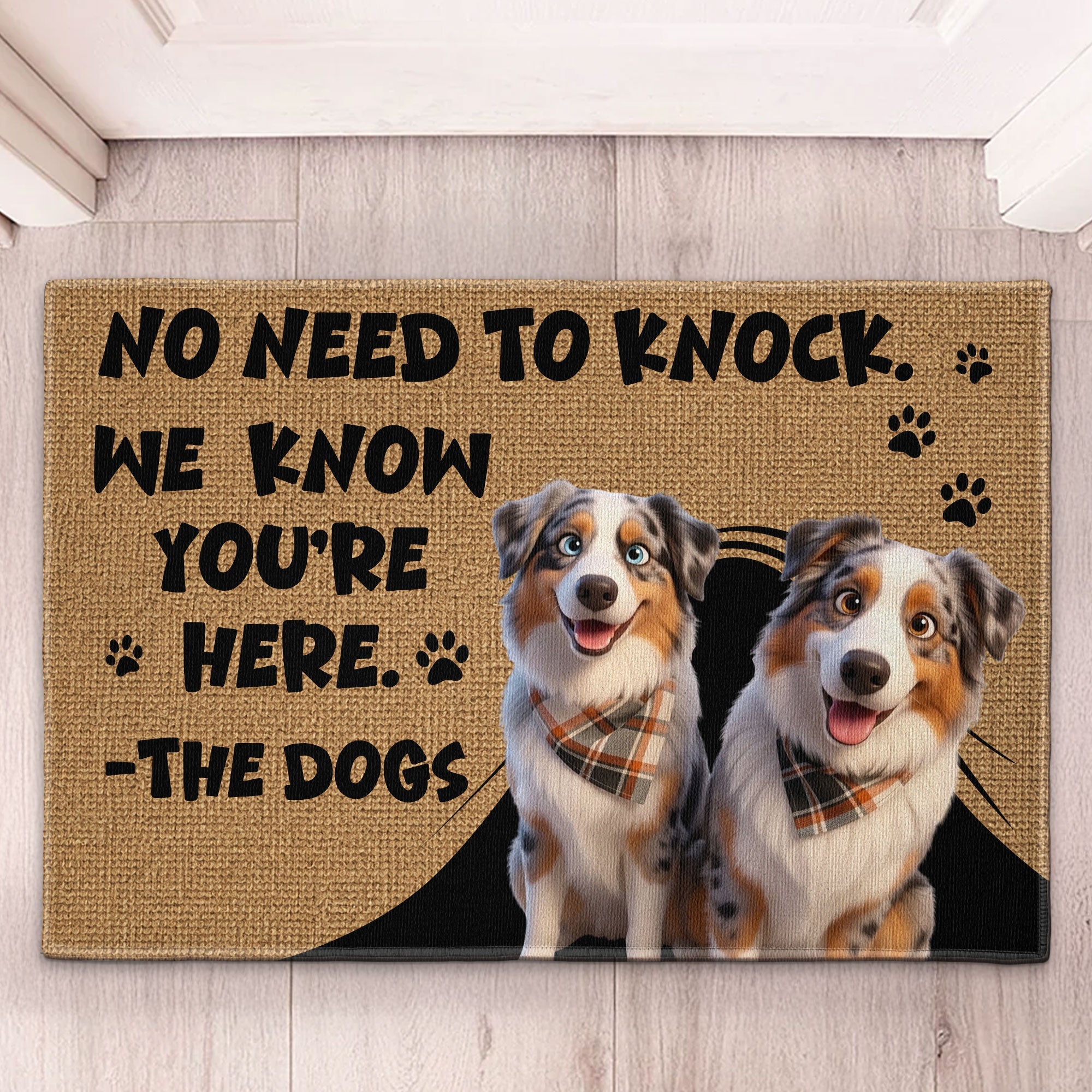 No Need To Knock We Know You’re Here - Cartoon Your Pet - Personalized Doormat