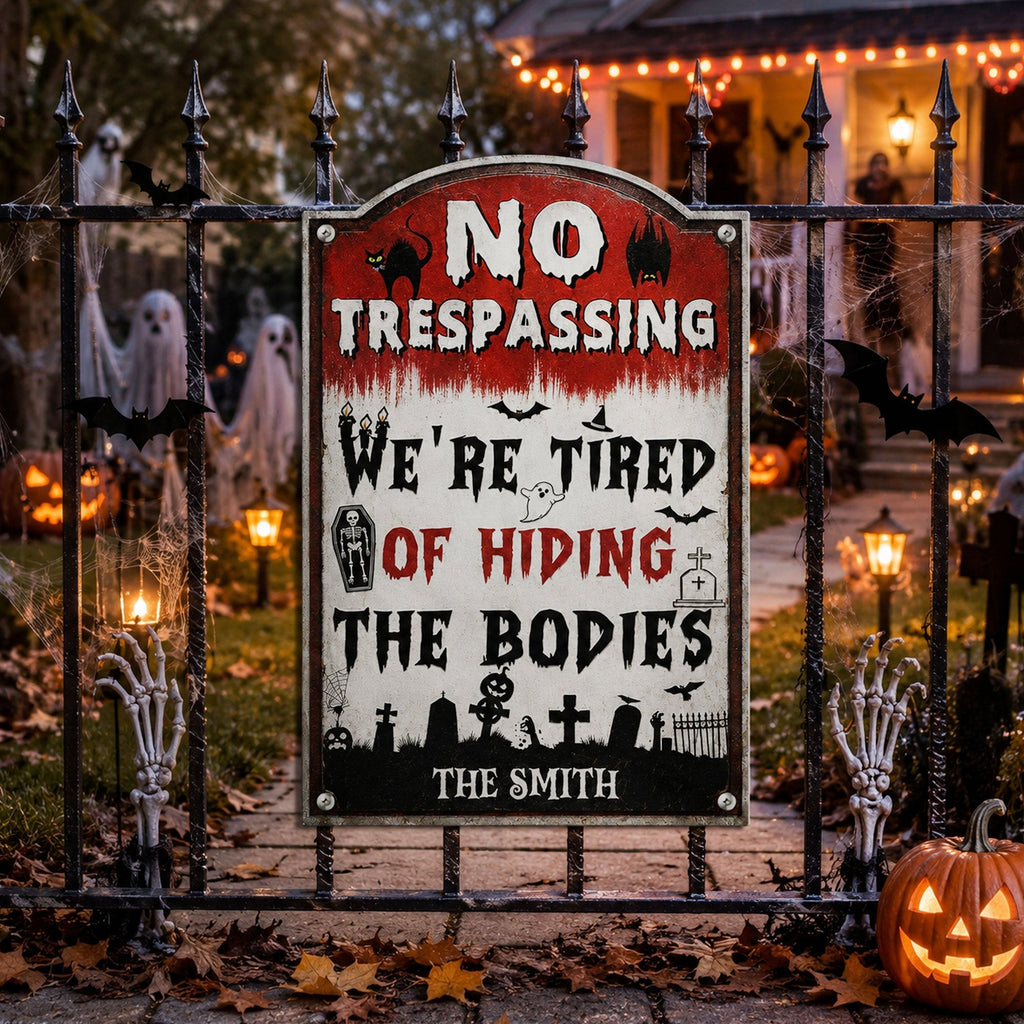 No Trespassing Halloween - Personalized Metal Sign