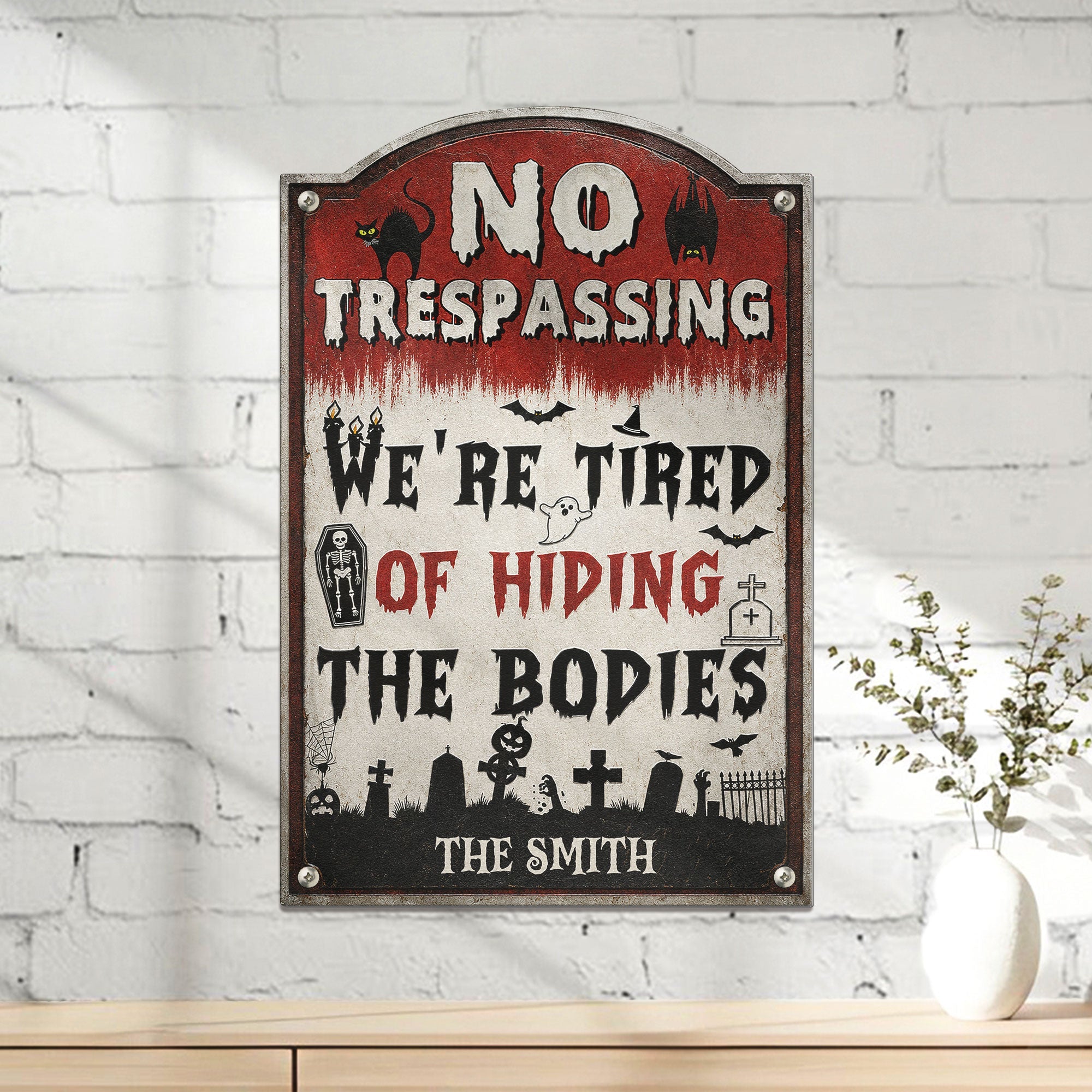 No Trespassing Halloween - Personalized Metal Sign