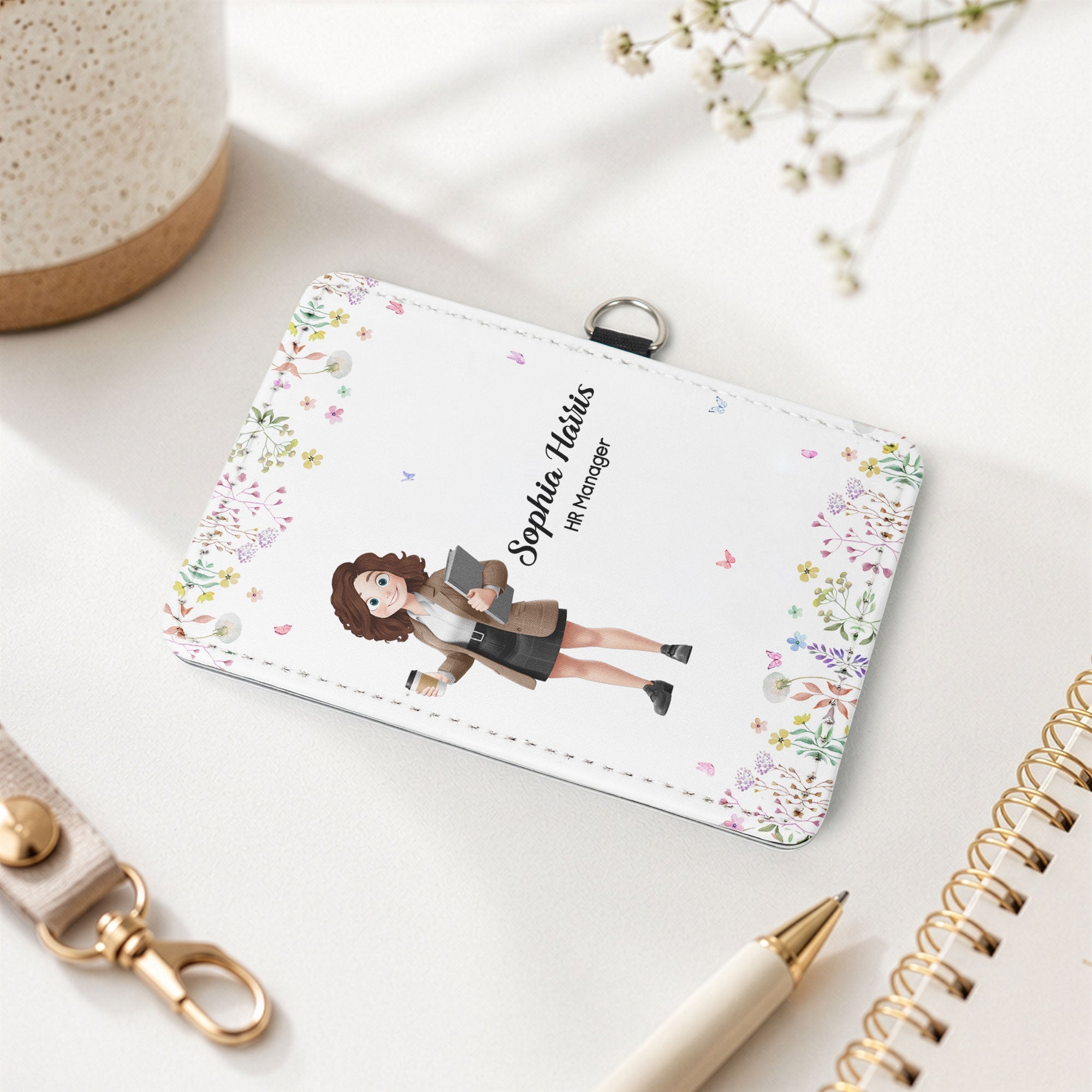 Office Cartoon Gift For Colleagues, Coworkers, Boss, Teacher - Personalized Badge Holder