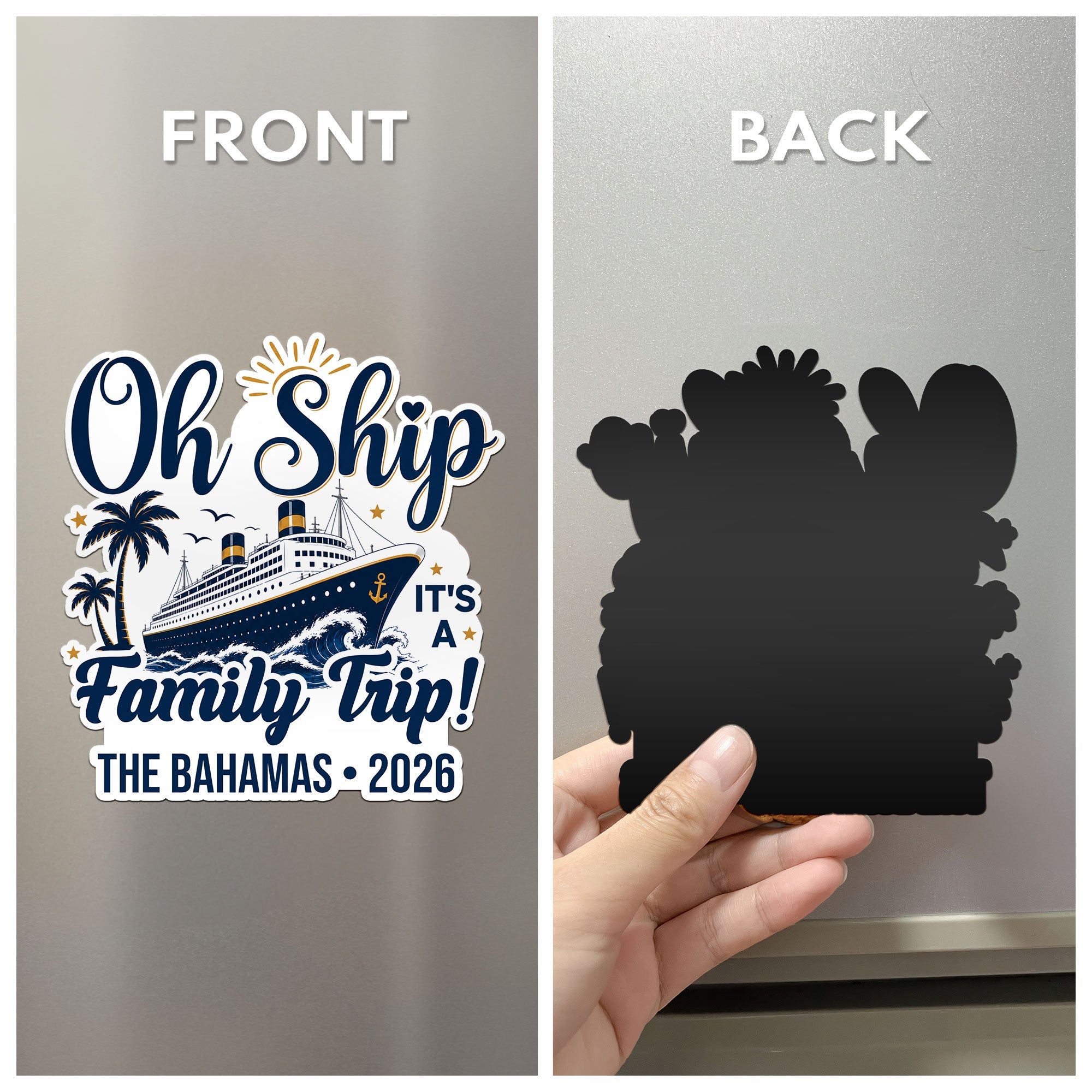 Oh Ship Cruise Door Signs Stateroom Decor Cruising Family Vacation, Girls Trip, Birthday Trip - Personalized Magnet
