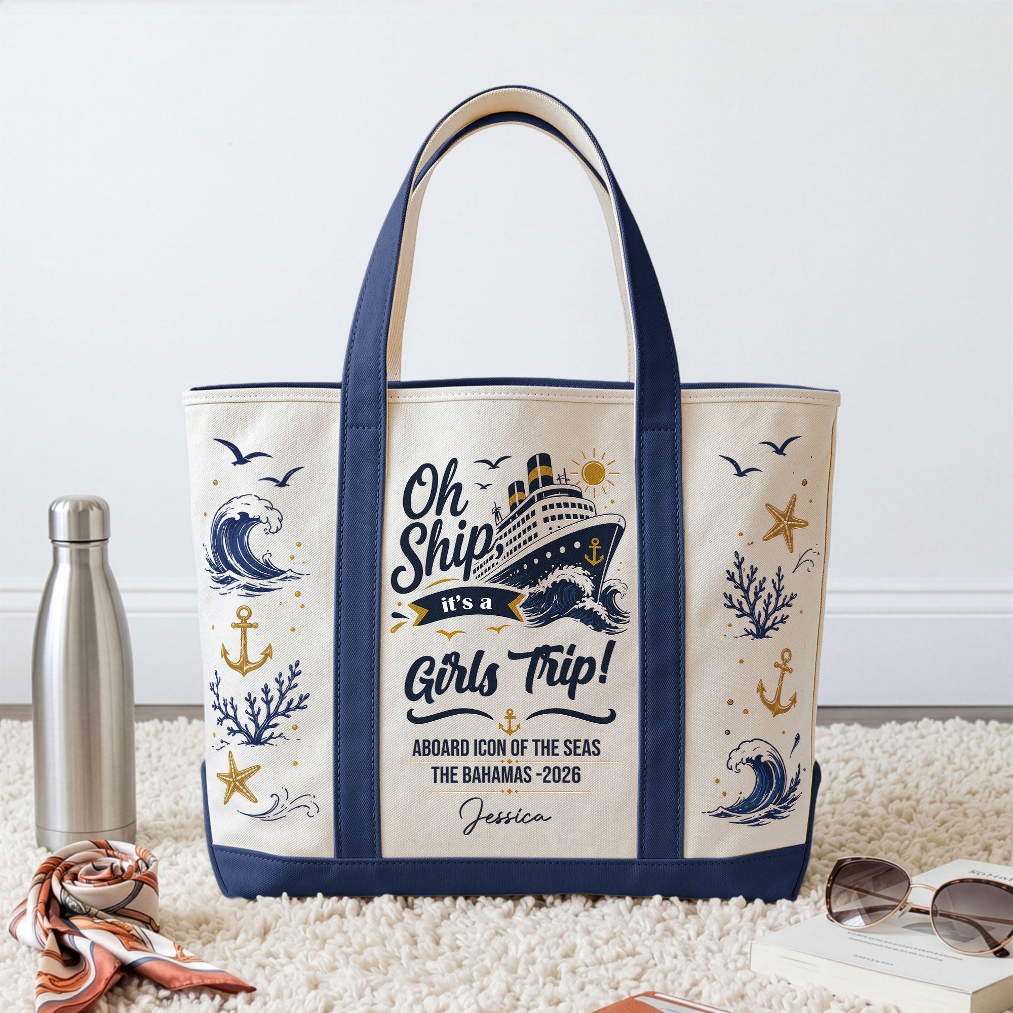 Oh Ship, It’S A Girls Trip! - Cruise Friends Vacation Travel Matching - Personalized Tote Bag