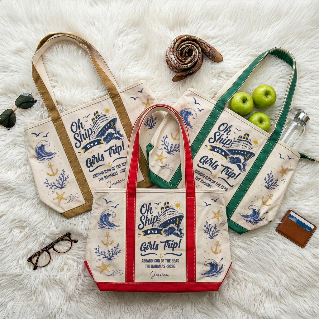 Oh Ship, It’S A Girls Trip! - Cruise Friends Vacation Travel Matching - Personalized Tote Bag