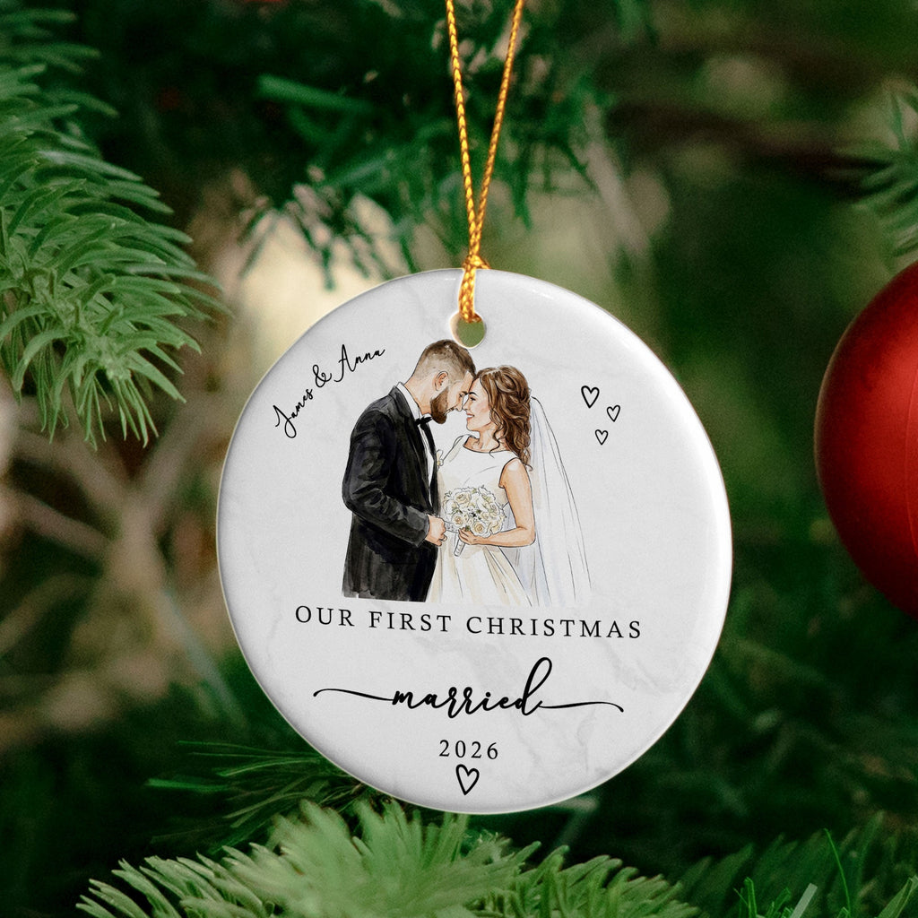 Our First Christmas As Mr & Mrs Ceramic Christmas Ornament Couple Gifts - Personalized Ornament