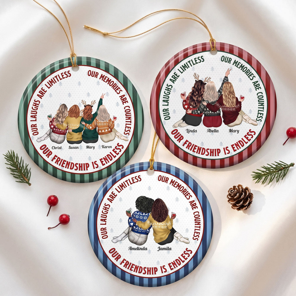 Our Friendship Is Endless Striped Pattern Christmas Gifts For Friends - Personalized Ornament