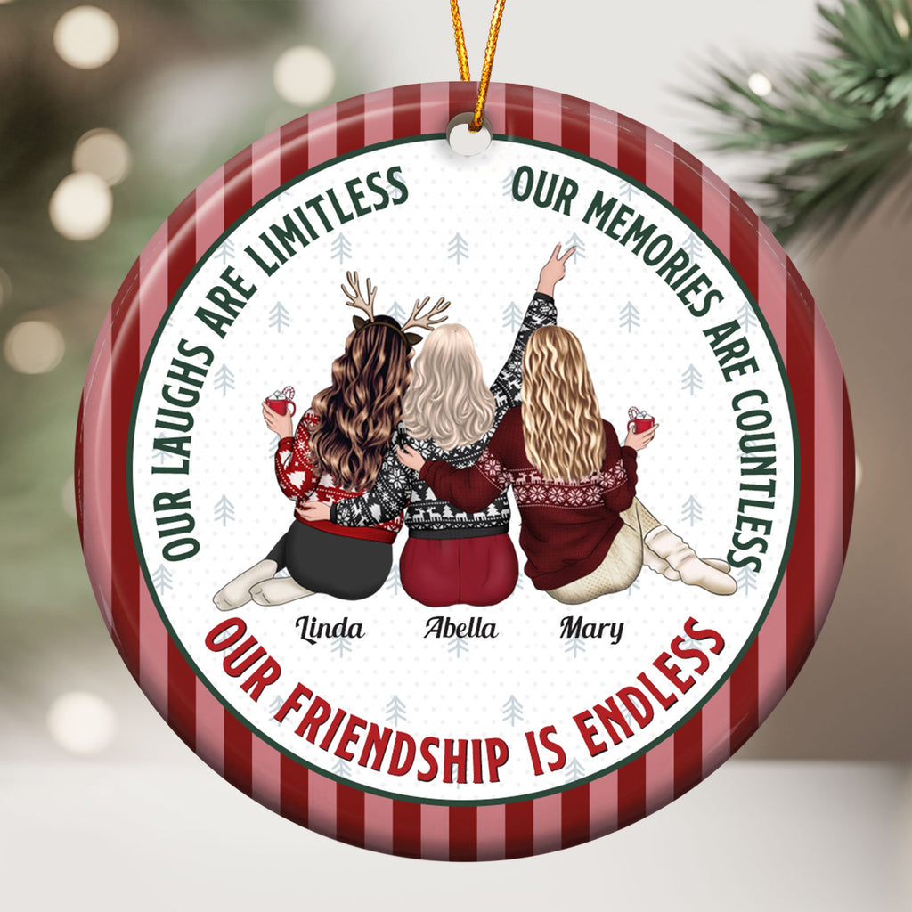 Our Friendship Is Endless Striped Pattern Christmas Gifts For Friends - Personalized Ornament