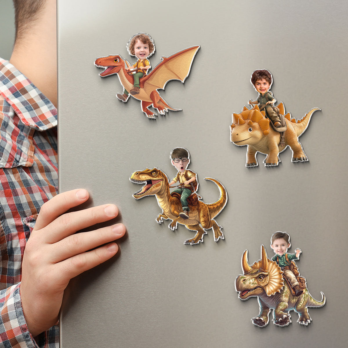 Riding Dinosaur - Gifts For Son, Grandson, Little Boys - Personalized Magnet