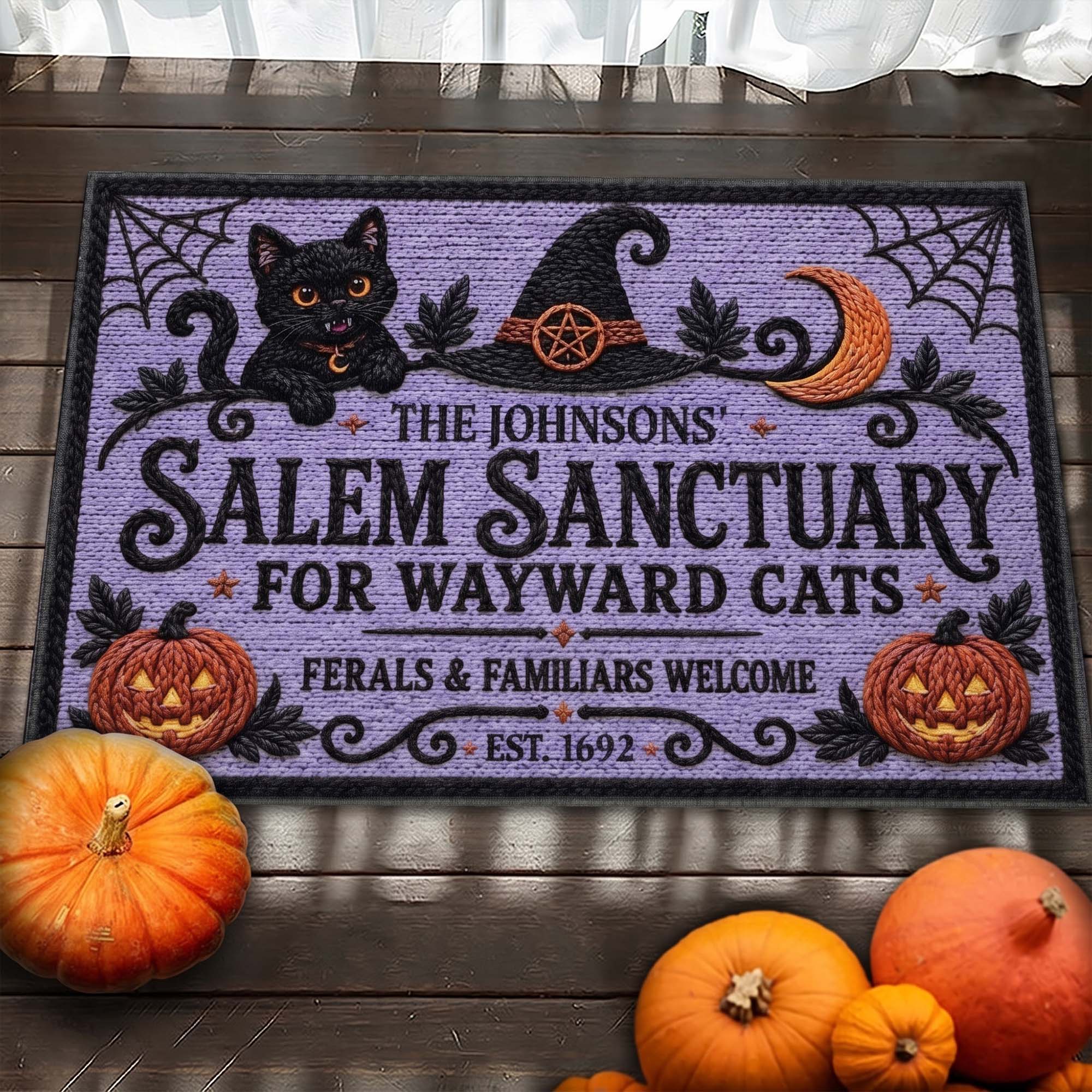 Salem Sanctuary For Wayward Cats Ferals And Familiars Welcome - Personalized Doormat
