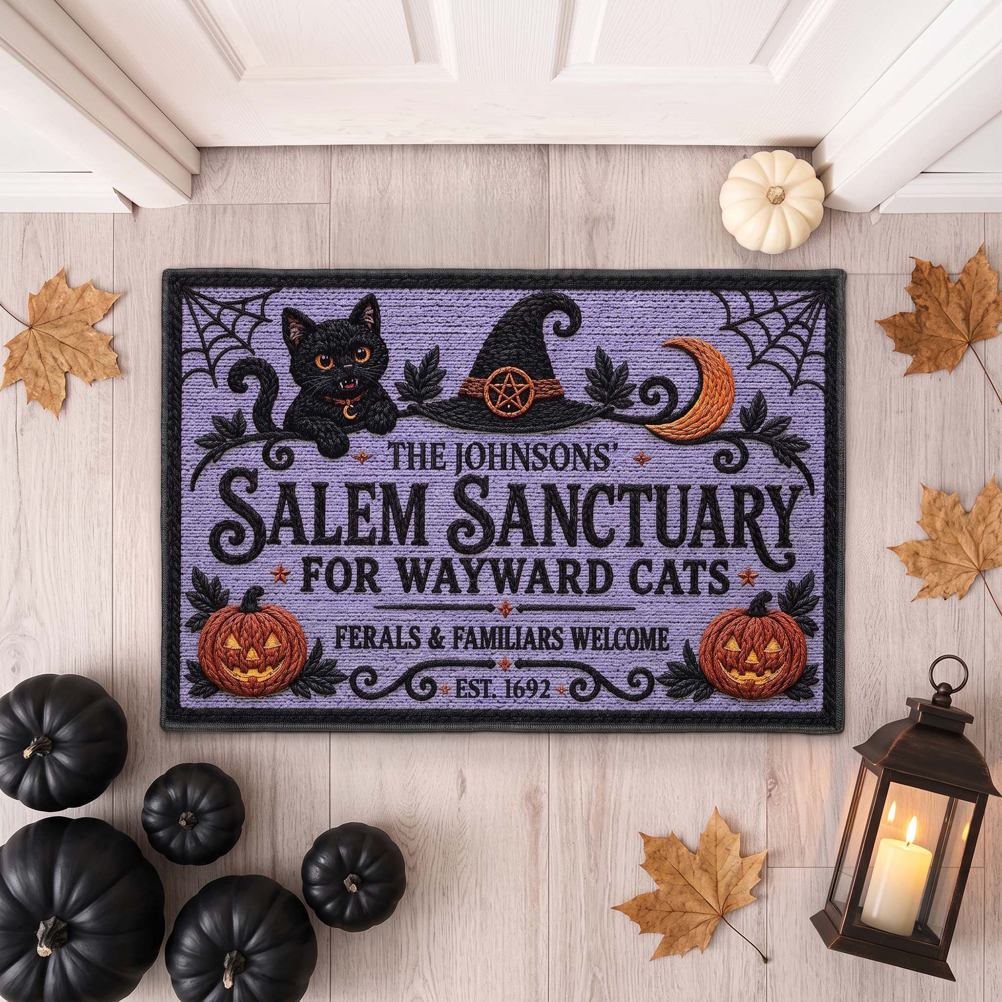 Salem Sanctuary For Wayward Cats Ferals And Familiars Welcome - Personalized Doormat