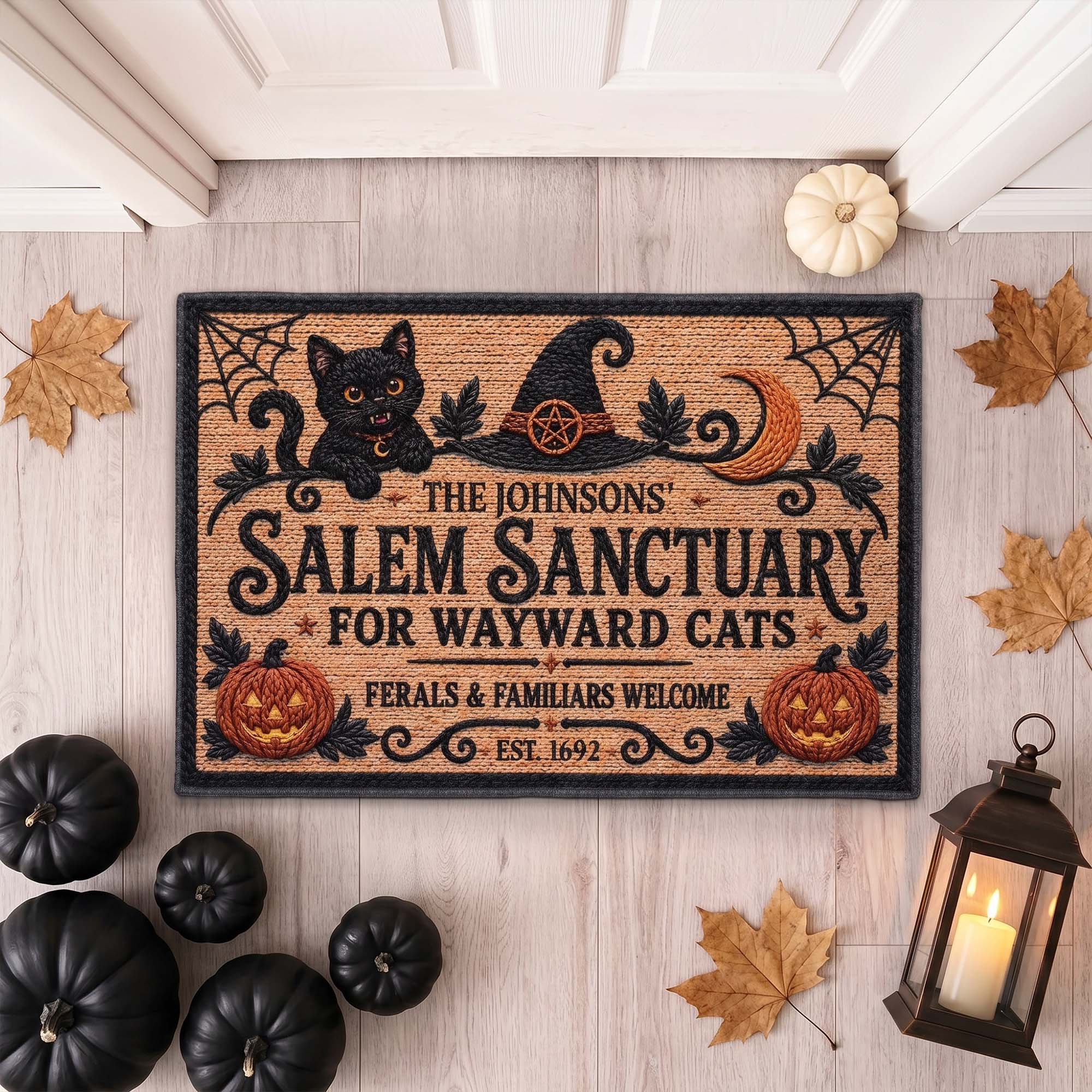 Salem Sanctuary For Wayward Cats Ferals And Familiars Welcome - Personalized Doormat