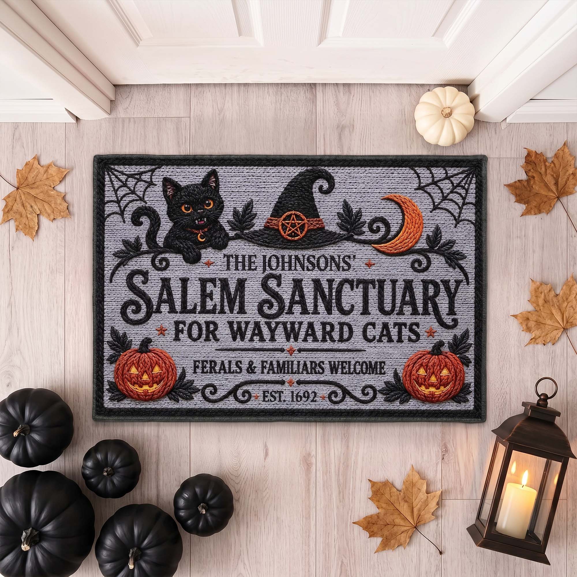 Salem Sanctuary For Wayward Cats Ferals And Familiars Welcome - Personalized Doormat