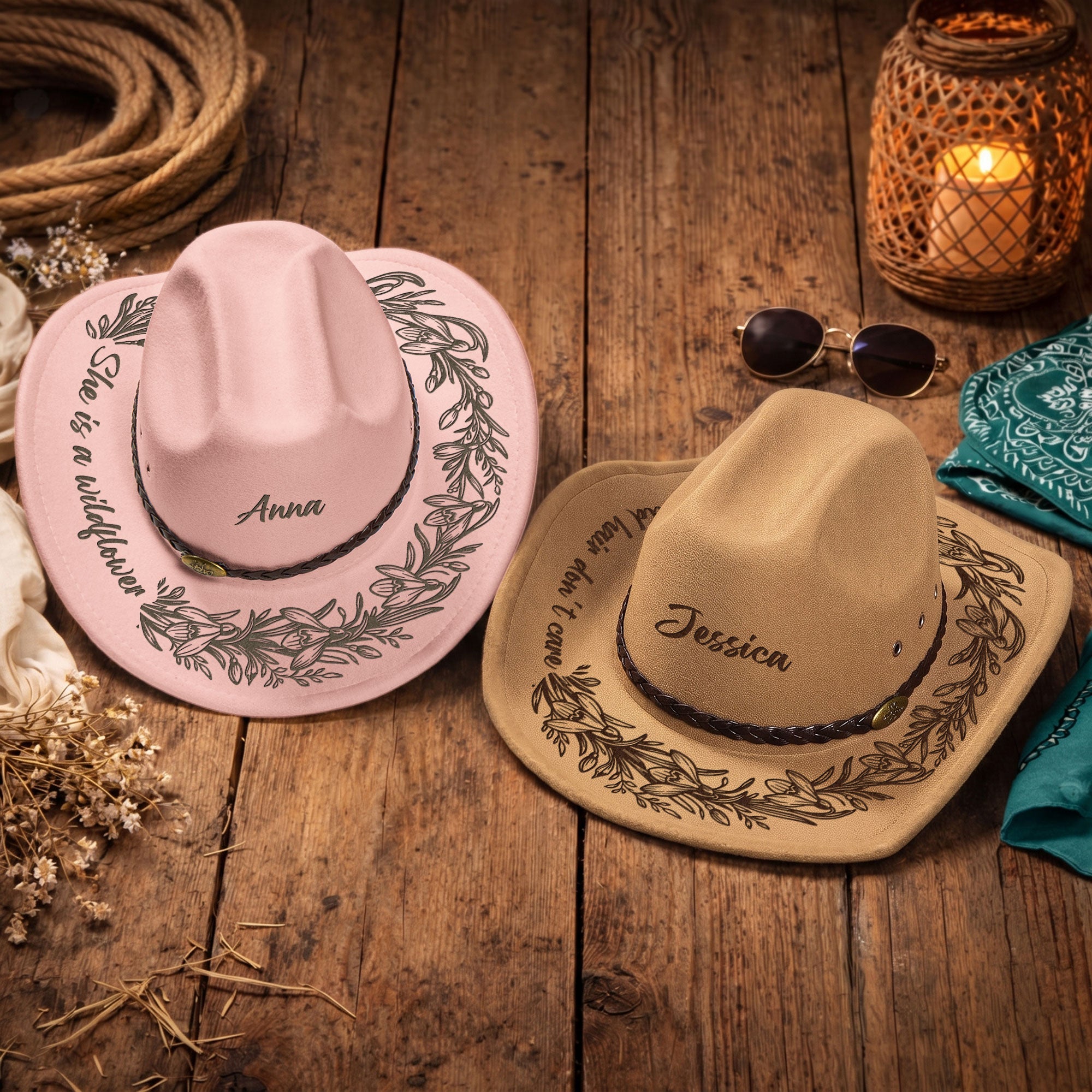 She Is A Wildflower - Personalized Cowboy Hat