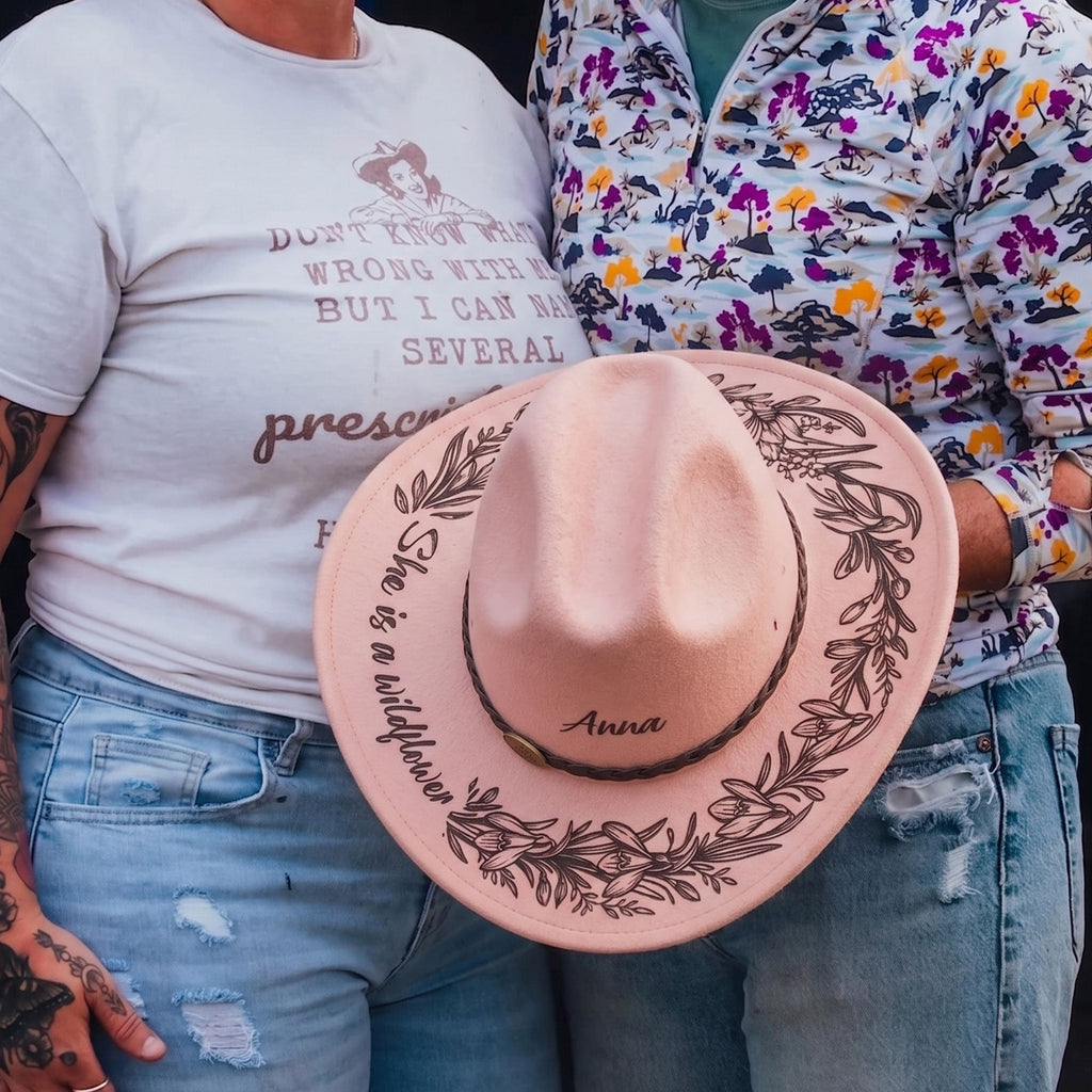 She Is A Wildflower - Personalized Cowboy Hat