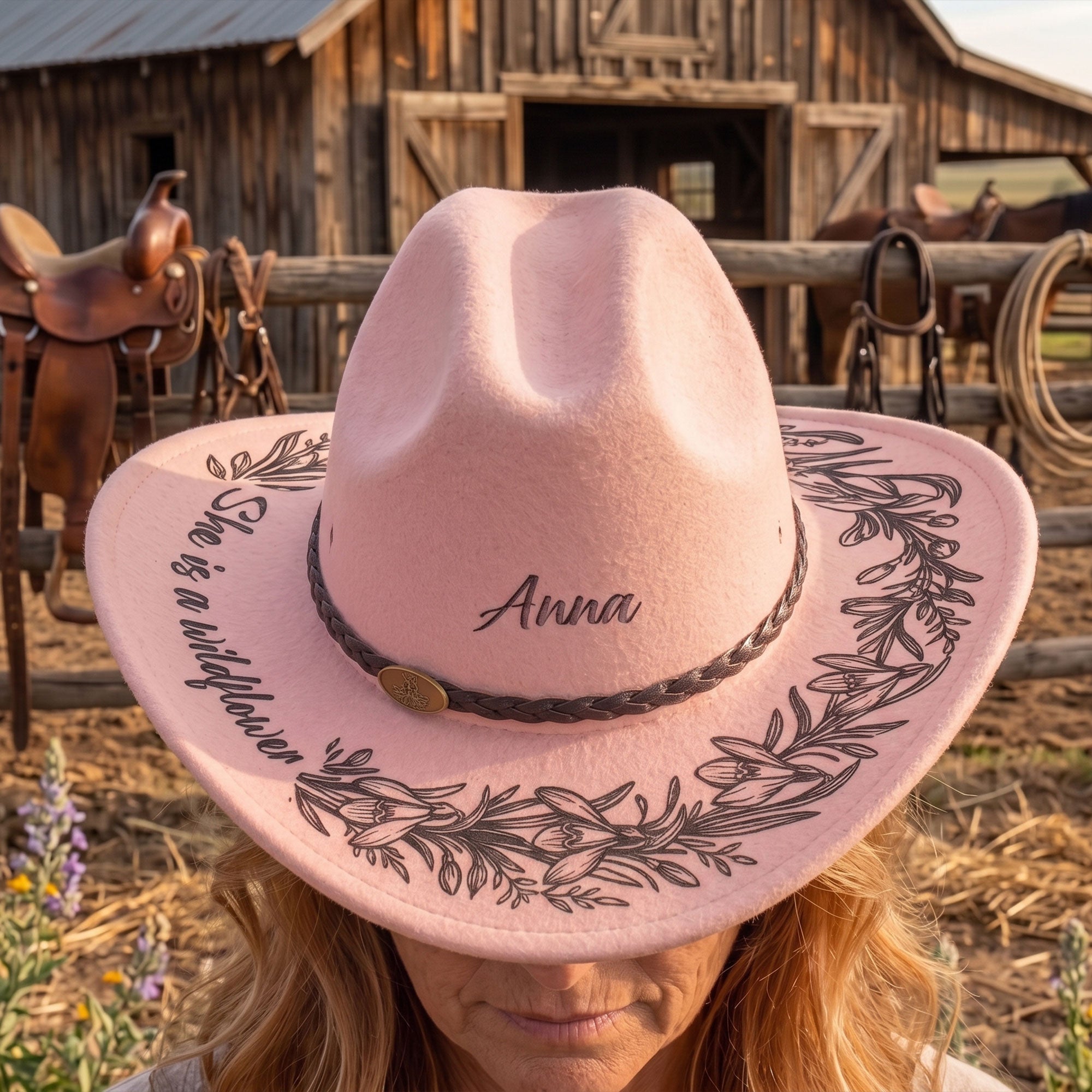 She Is A Wildflower - Personalized Cowboy Hat