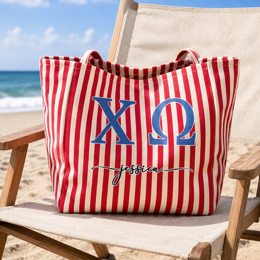 Sorority Greek Letters Monogram - Personalized Tote Bag