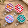 Stripe Shadow Initials Gift For Teacher Nurse Coworker - Personalized Acrylic Badge Reel