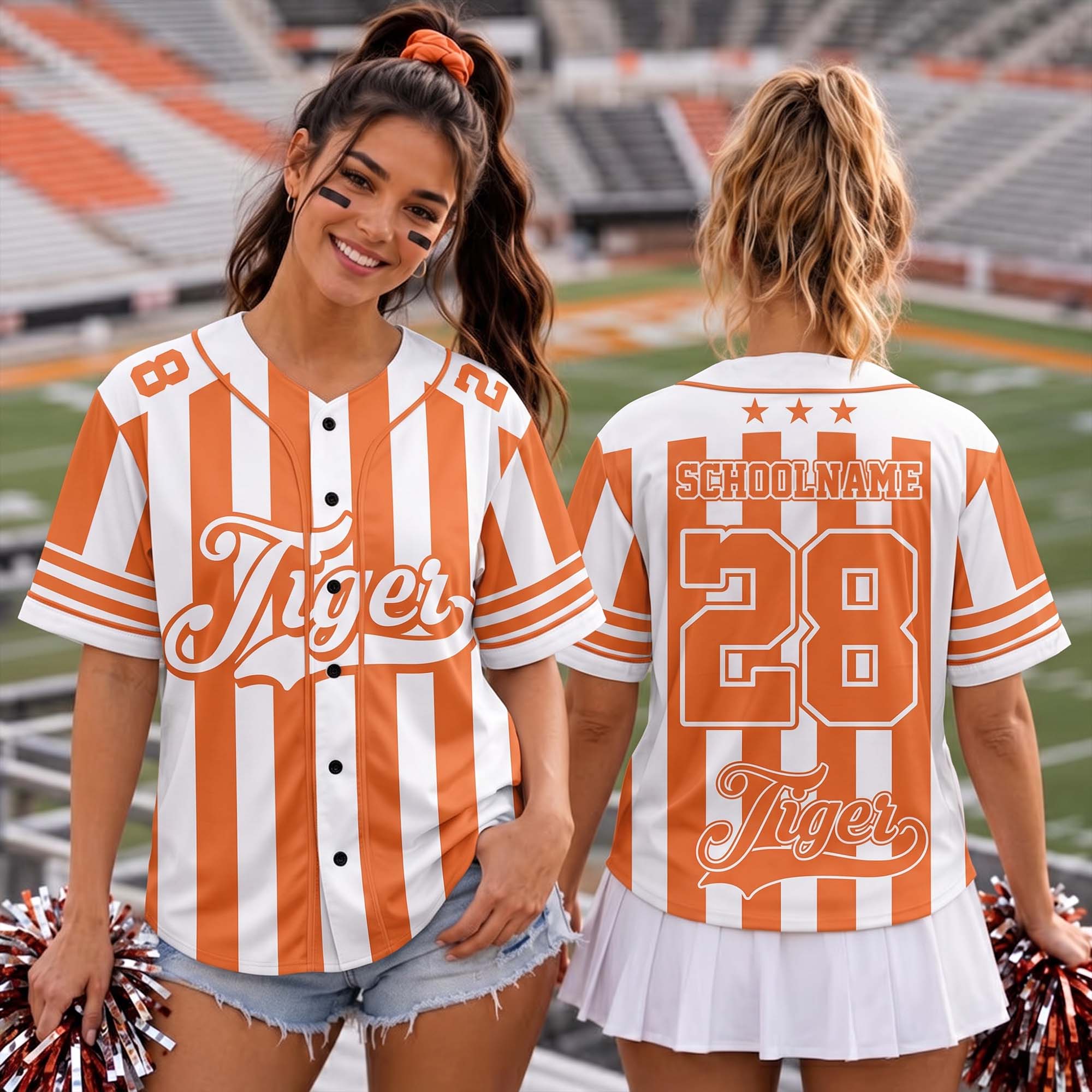 Striped School Mascot Team Spirit Game Day - Personalized Shirt