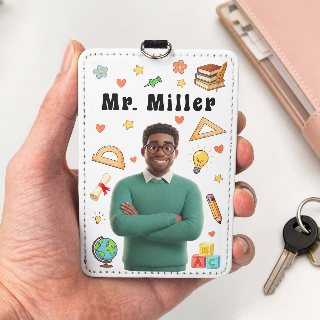 Teacher Cartoon Version - Personalized Badge Holder