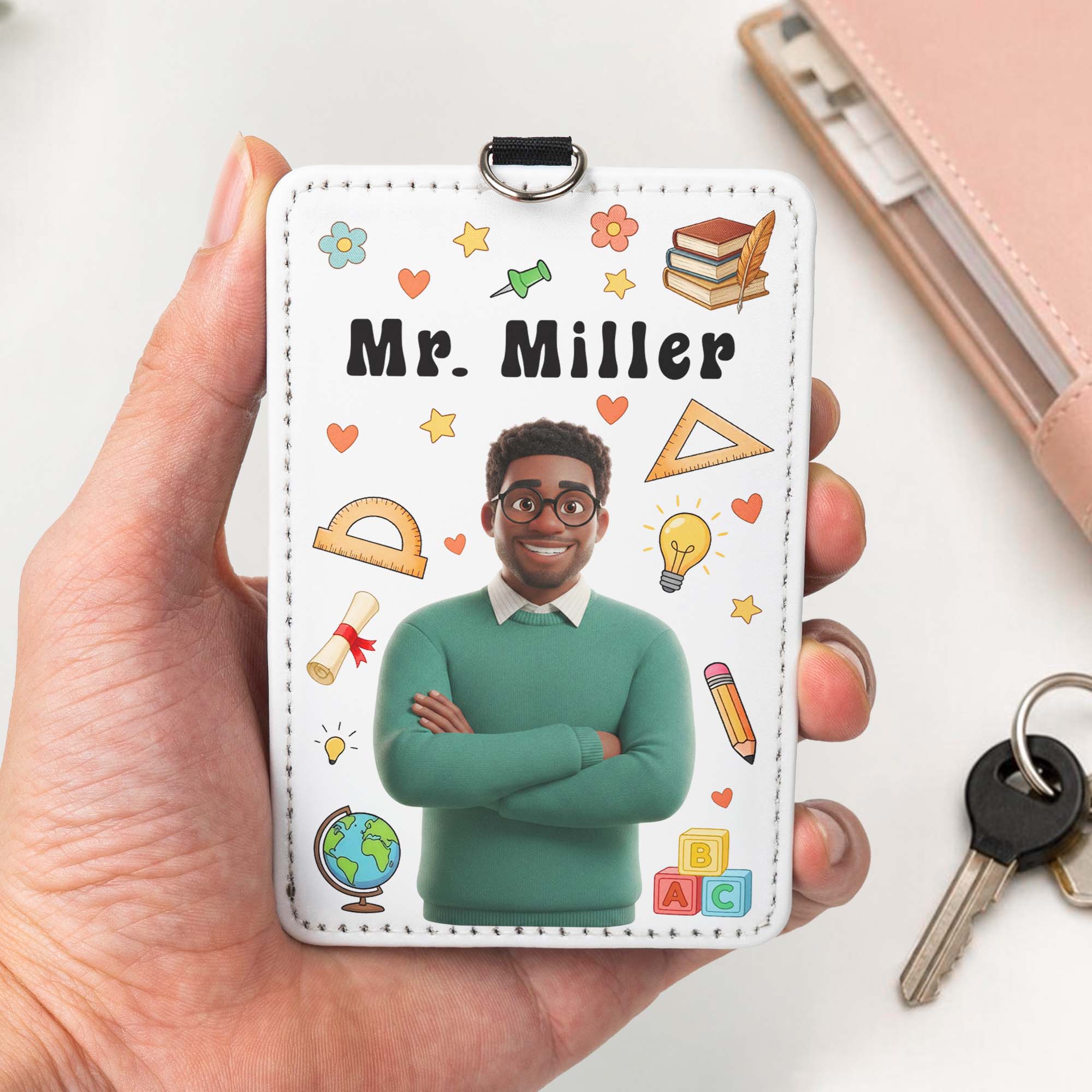 Teacher Cartoon Version - Personalized Badge Holder