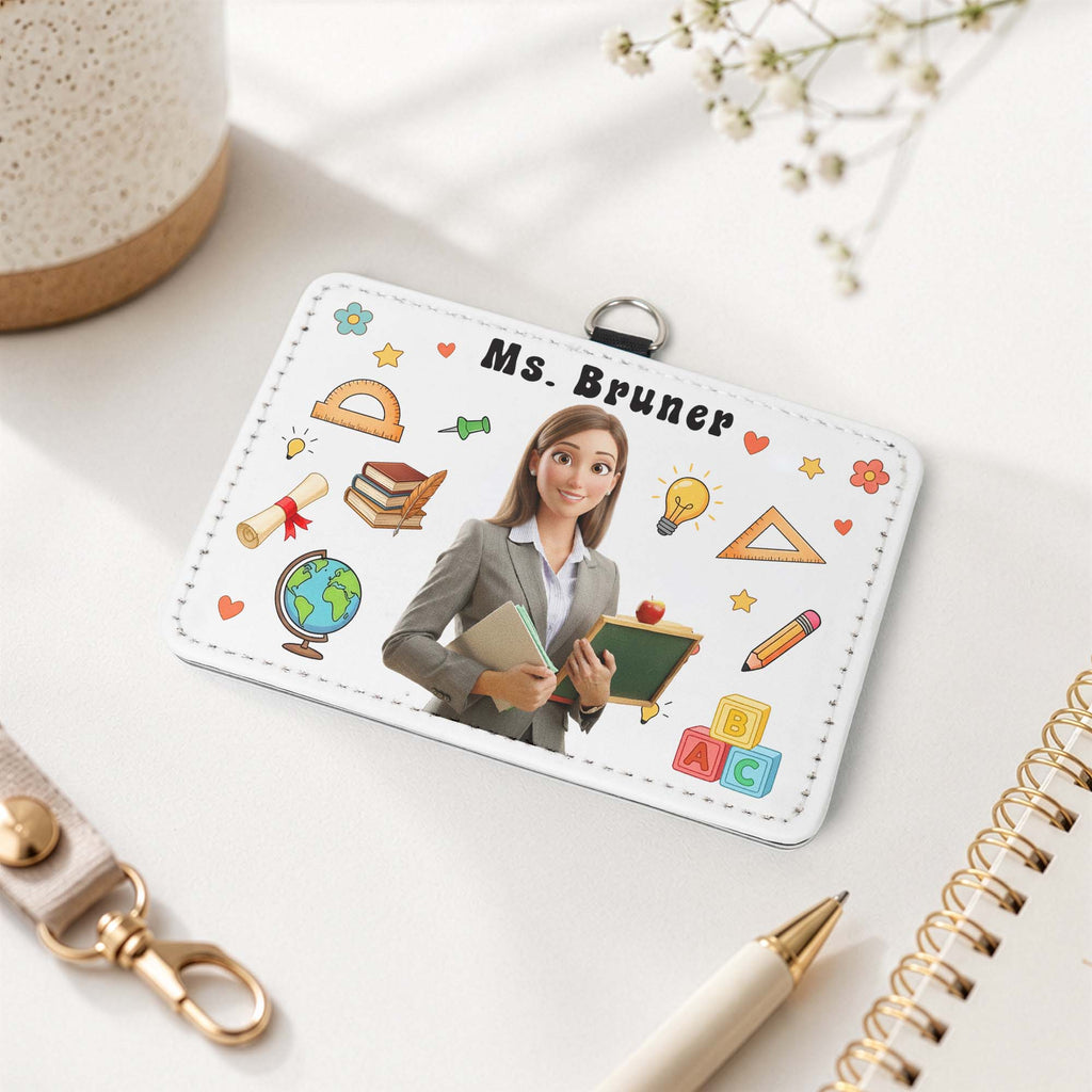 Teacher Cartoon Version - Personalized Badge Holder